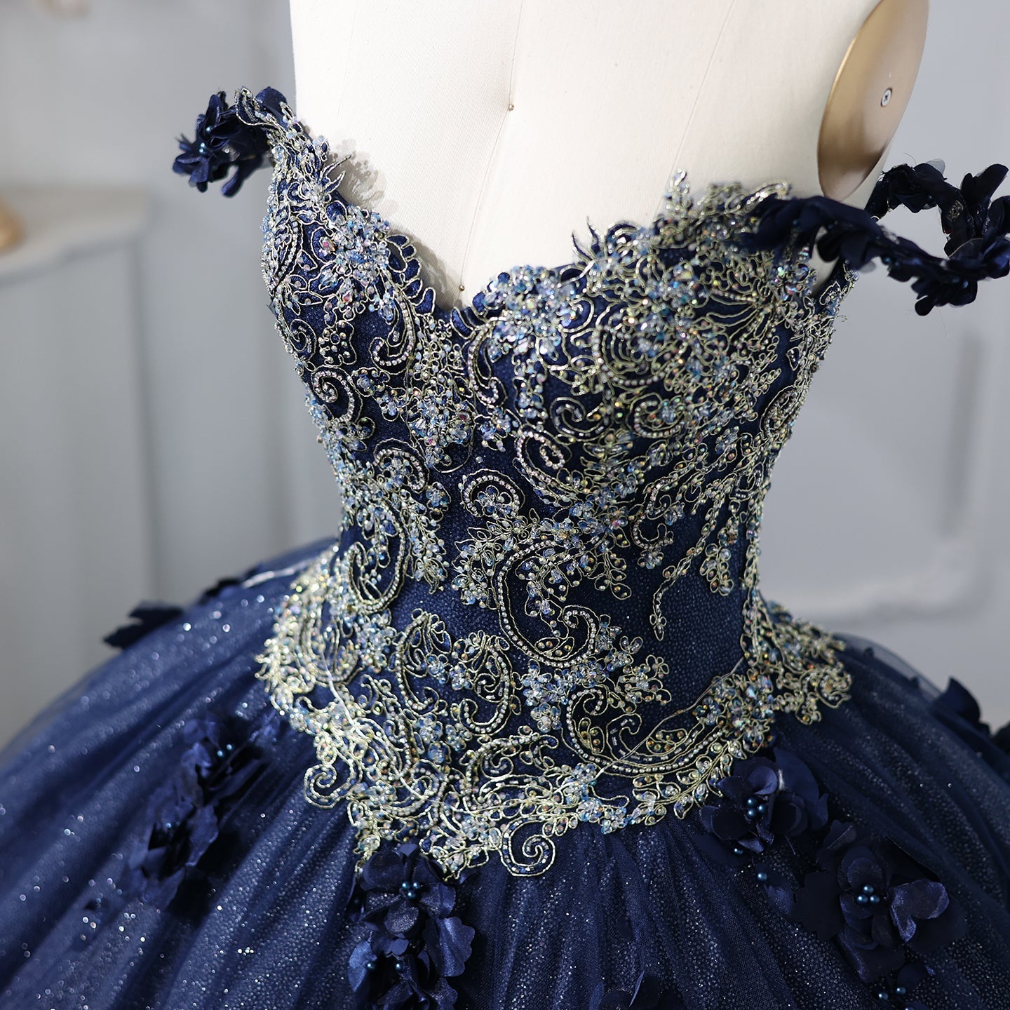 Luxury 3D Flower Emerald Green Ball Gown Prom Dress SS199