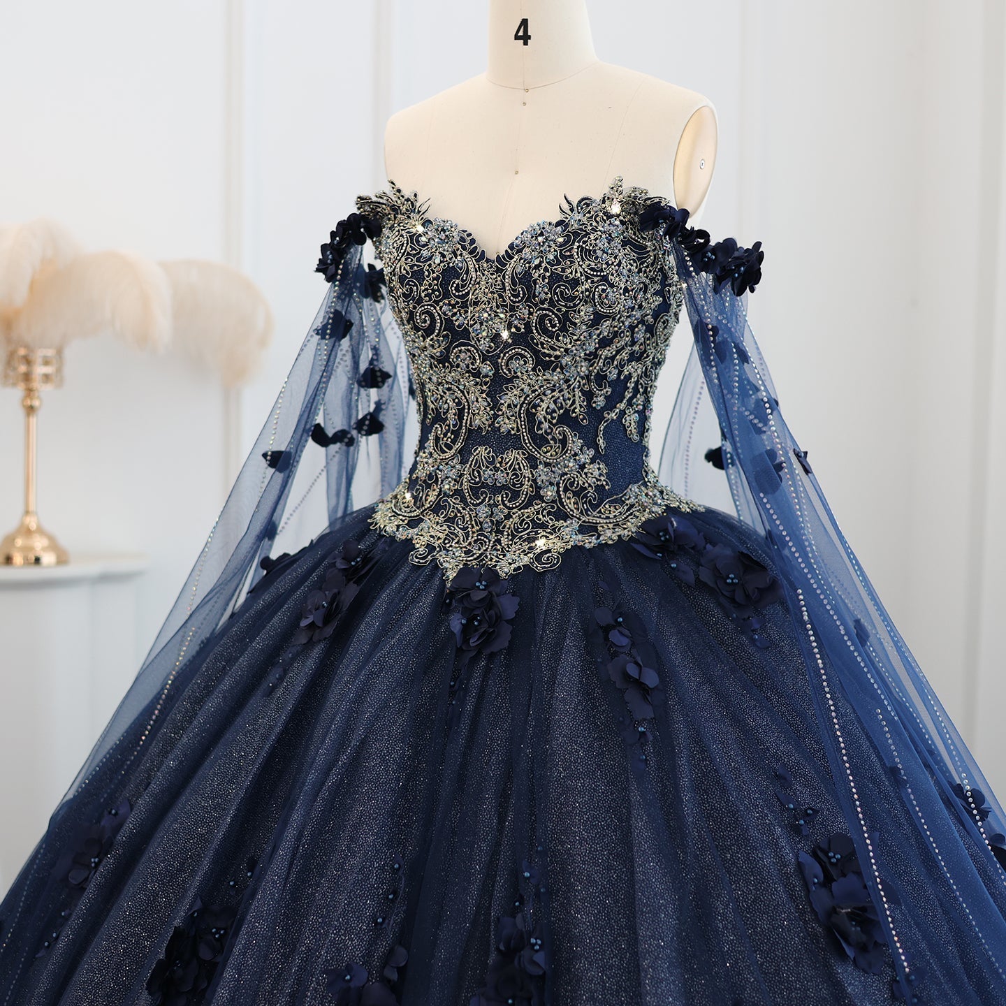 Luxury 3D Flower Emerald Green Ball Gown Prom Dress SS199