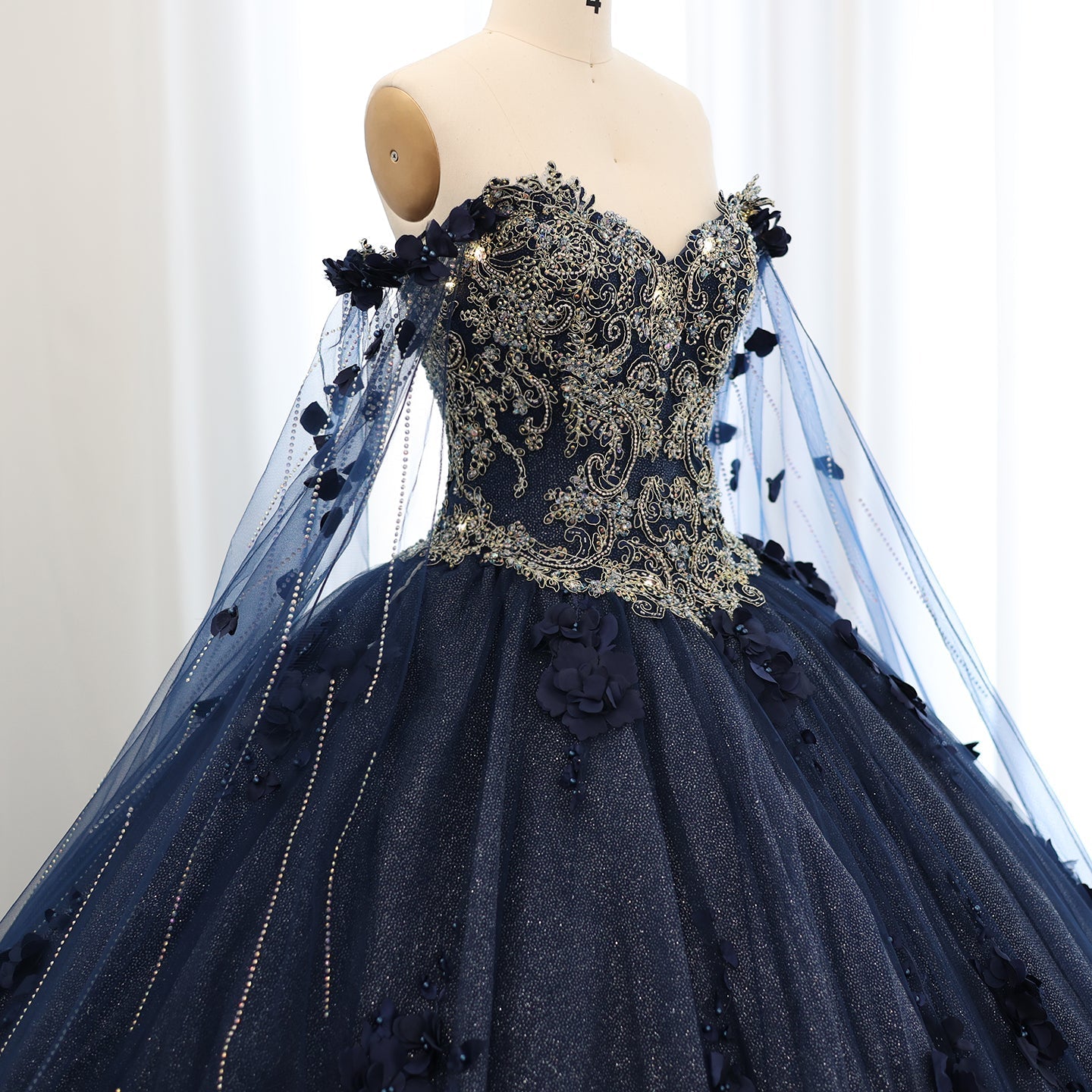 Luxury 3D Flower Emerald Green Ball Gown Prom Dress SS199