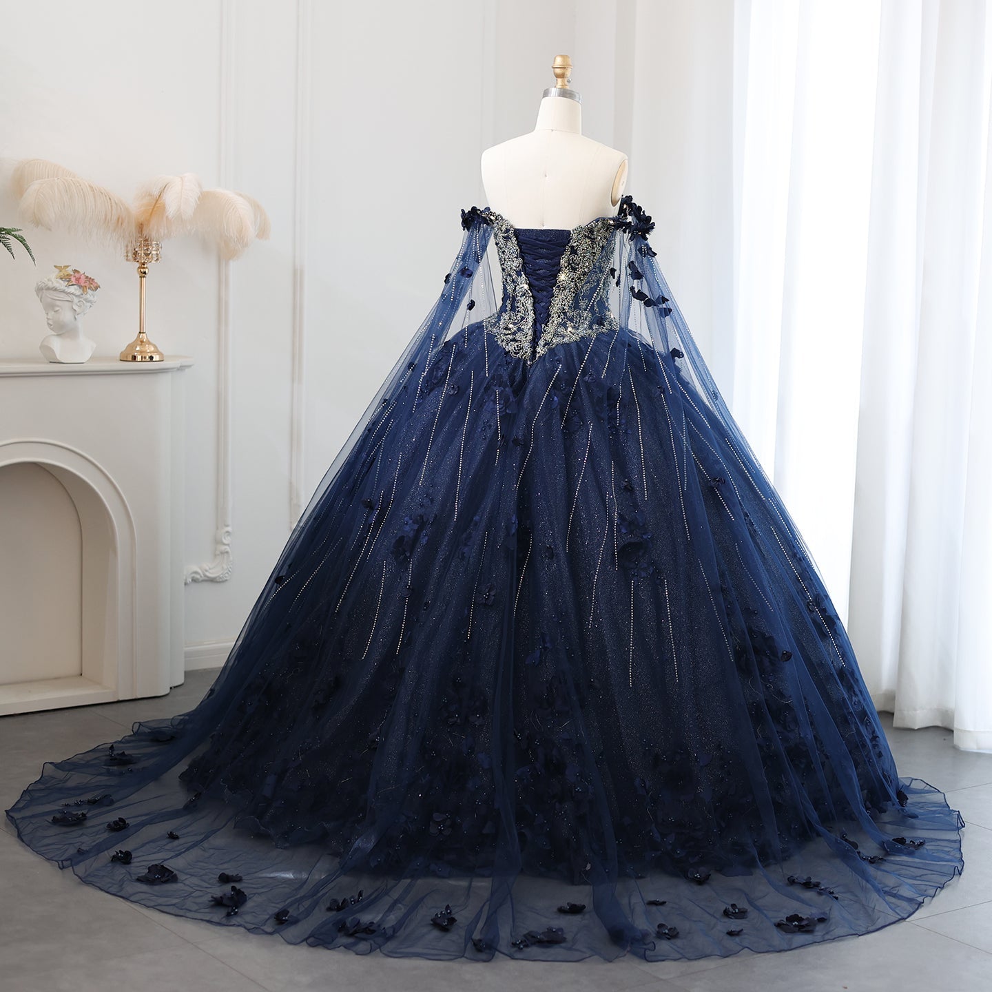 Luxury 3D Flower Emerald Green Ball Gown Prom Dress SS199