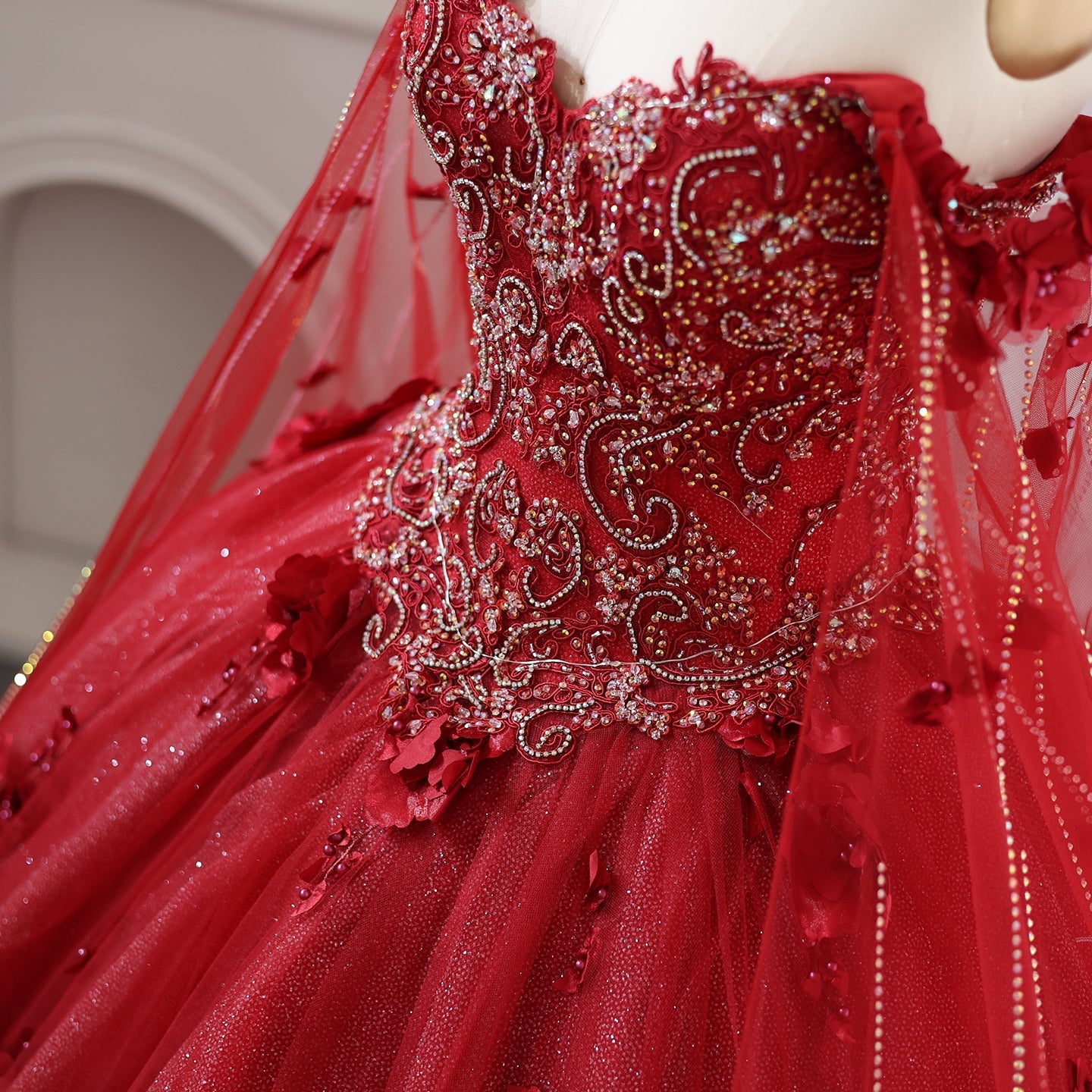 Luxury 3D Flower Emerald Green Ball Gown Prom Dress SS199