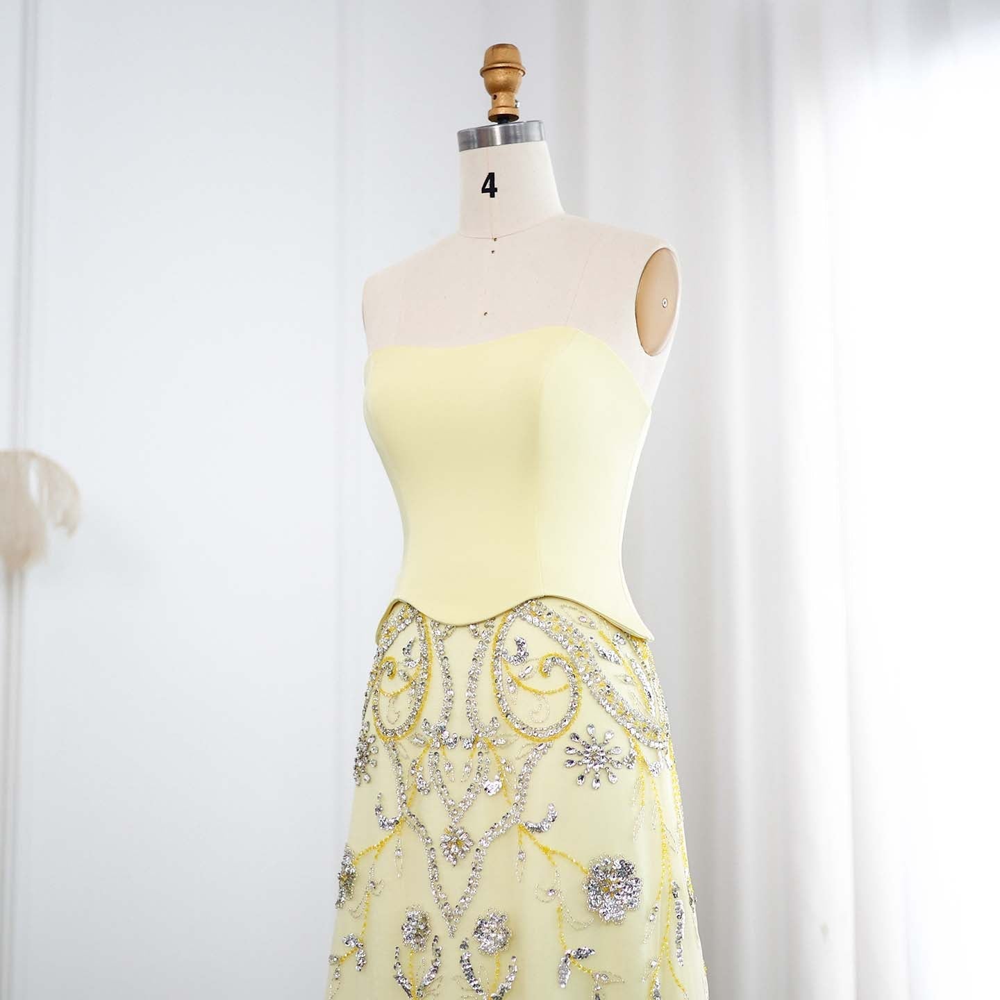 Luxury Sage Green Strapless Evening Dress SS254