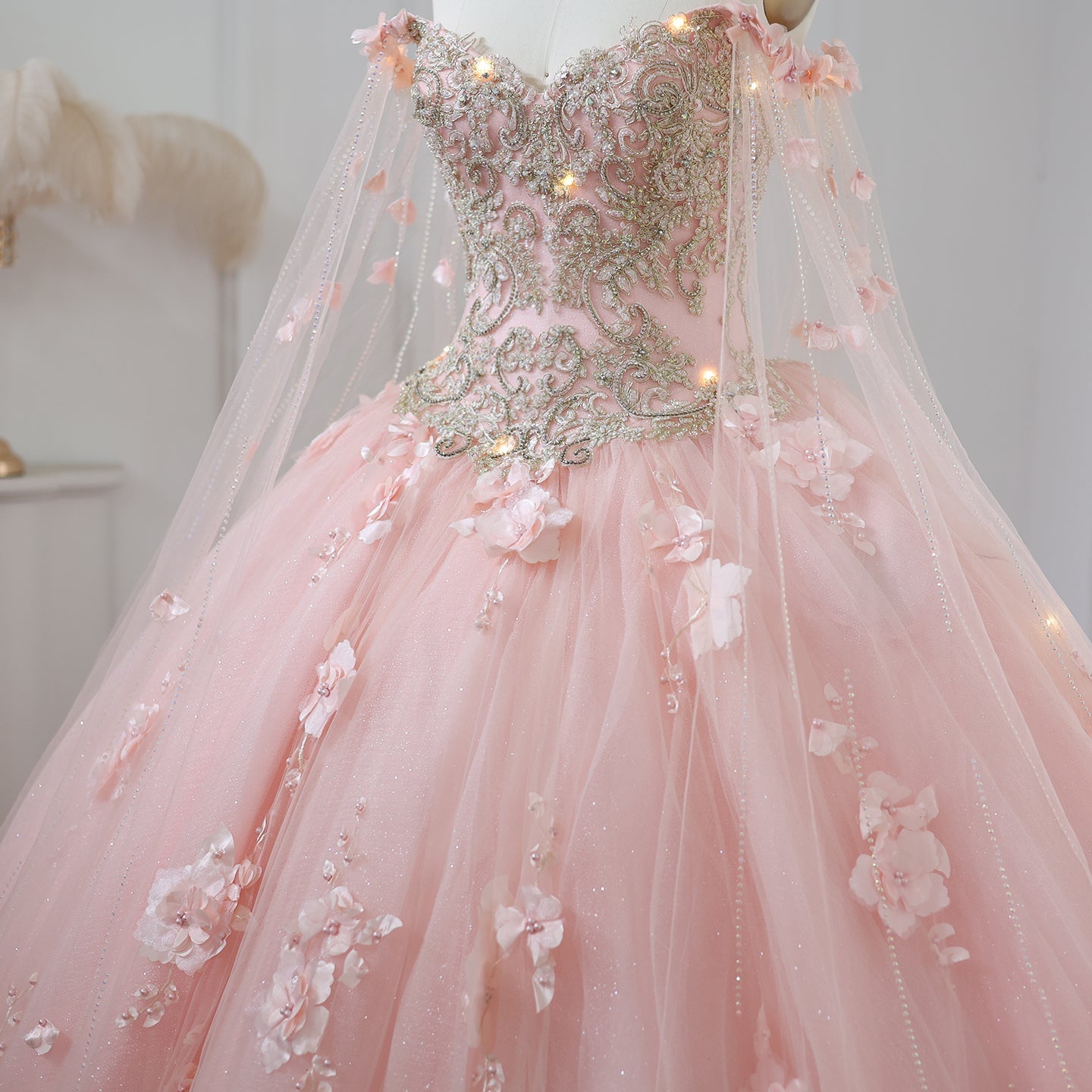 Luxury 3D Flower Emerald Green Ball Gown Prom Dress SS199