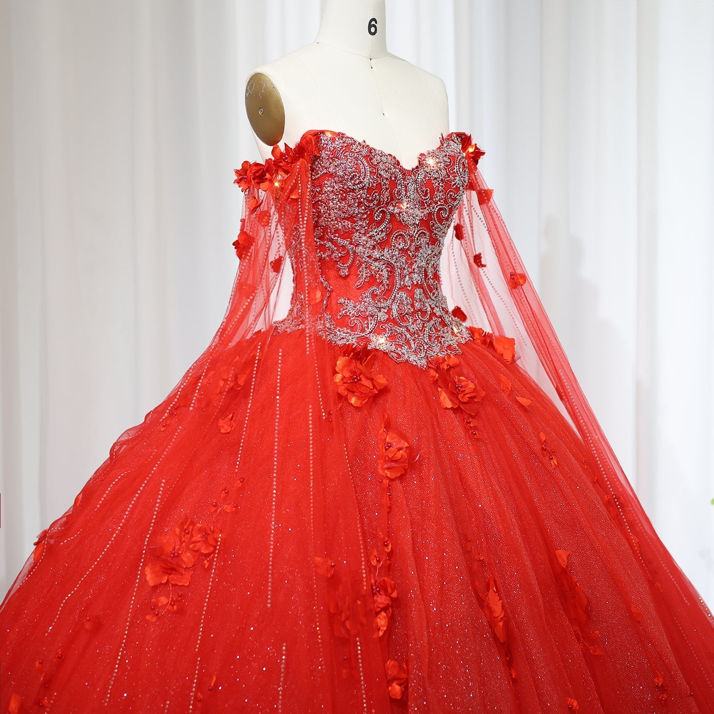 Luxury 3D Flower Emerald Green Ball Gown Prom Dress SS199