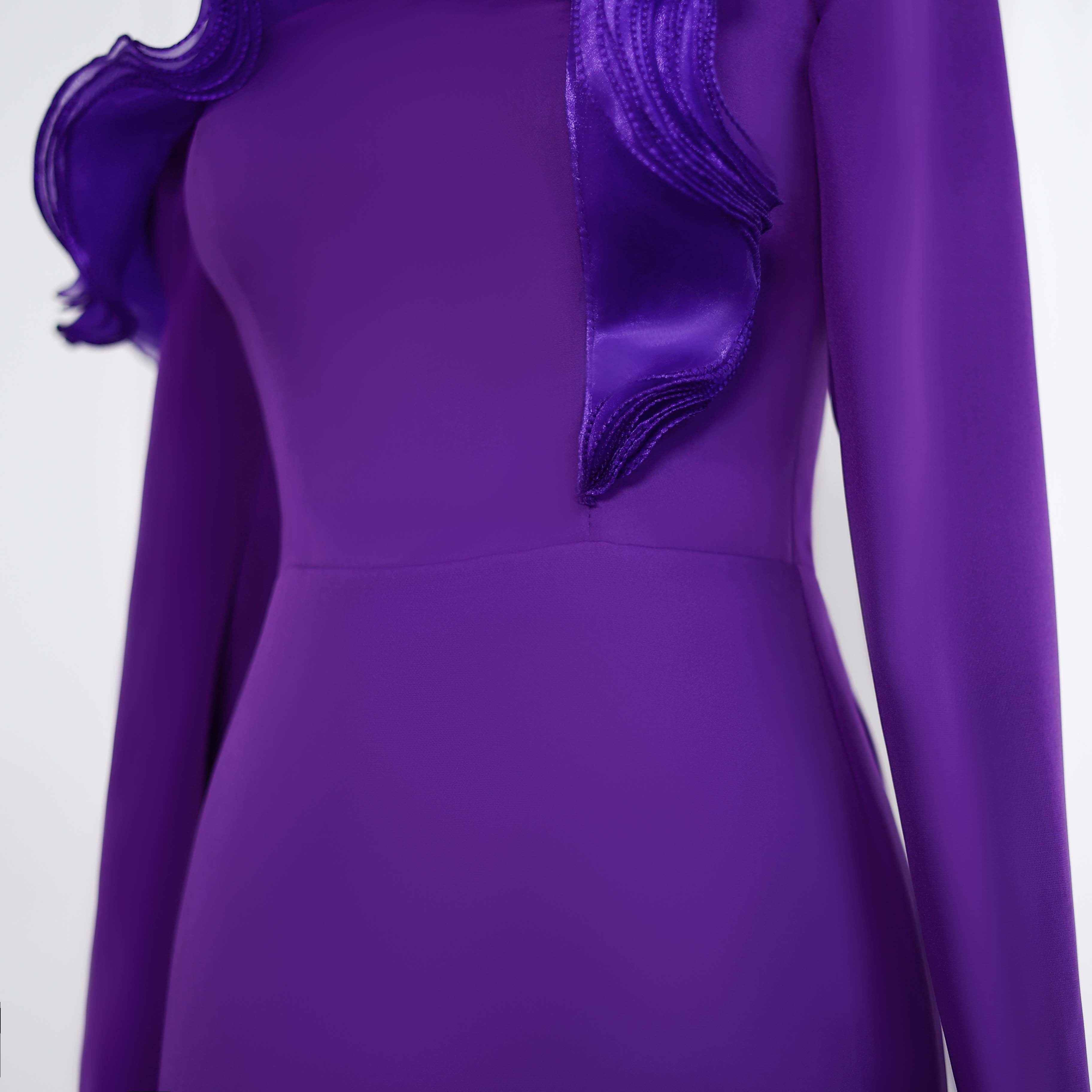 Elegant Purple Ruffles Off Shoulder Evening Dress with Overskirt SF142