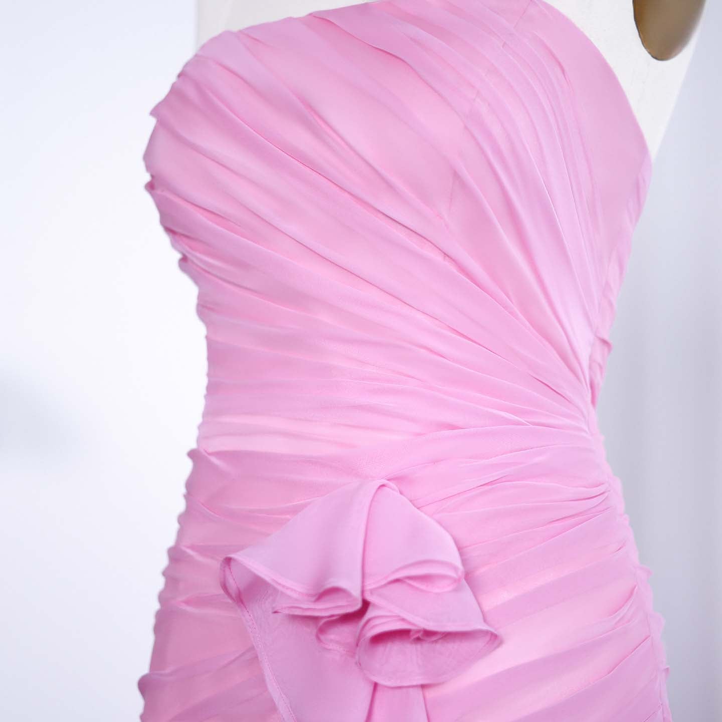 Blush Pink Ruffles Strapless Mermaid Evening Dress SF077