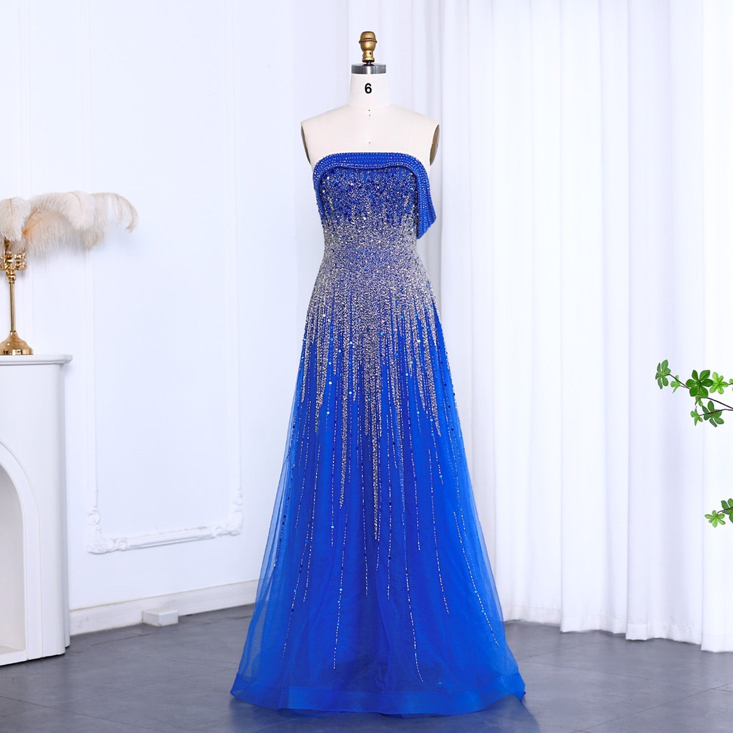 Luxury Blue Off Shoulder Evening Dress SS191  Blue / US 18