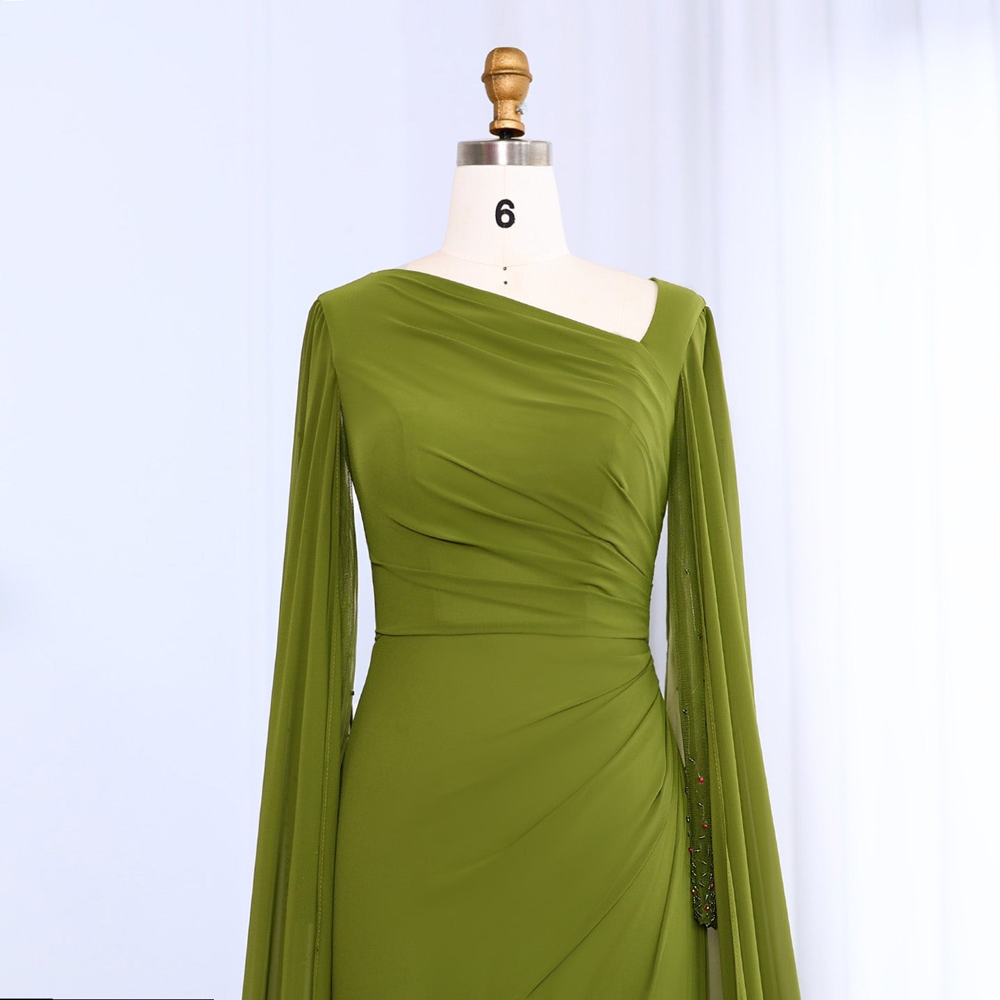 Elegant Green Long Sleeve Evening Dress SF051
