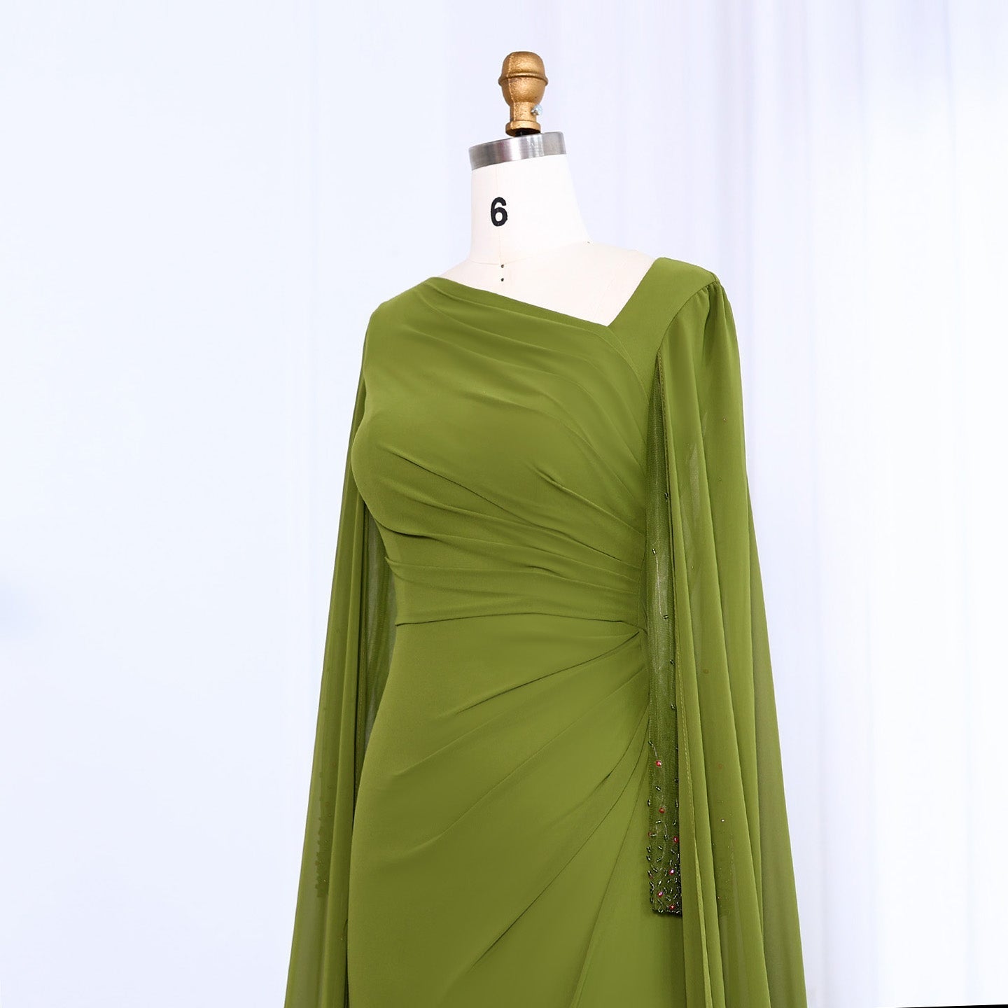 Elegant Green Long Sleeve Evening Dress SF051
