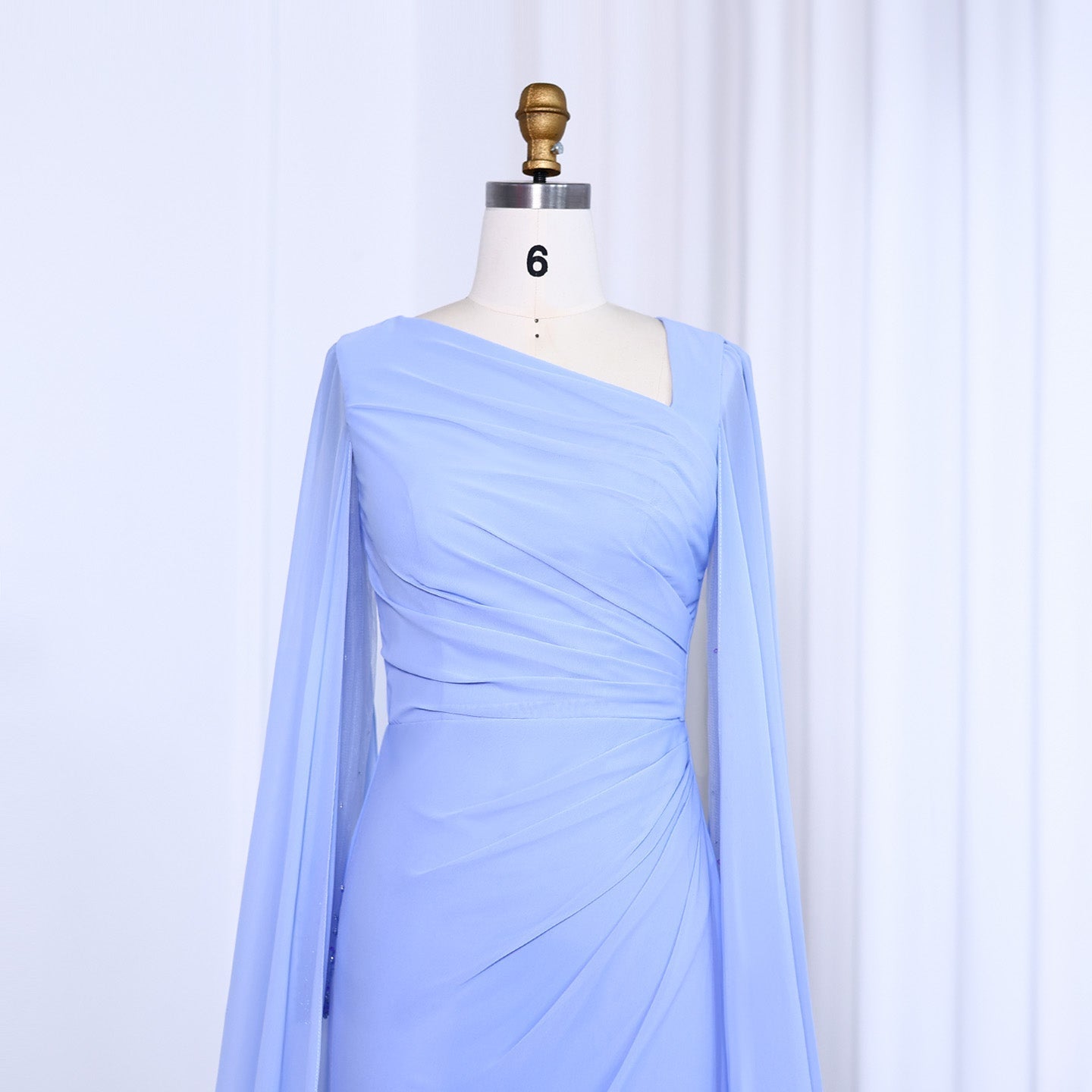 Elegant Green Long Sleeve Evening Dress SF051