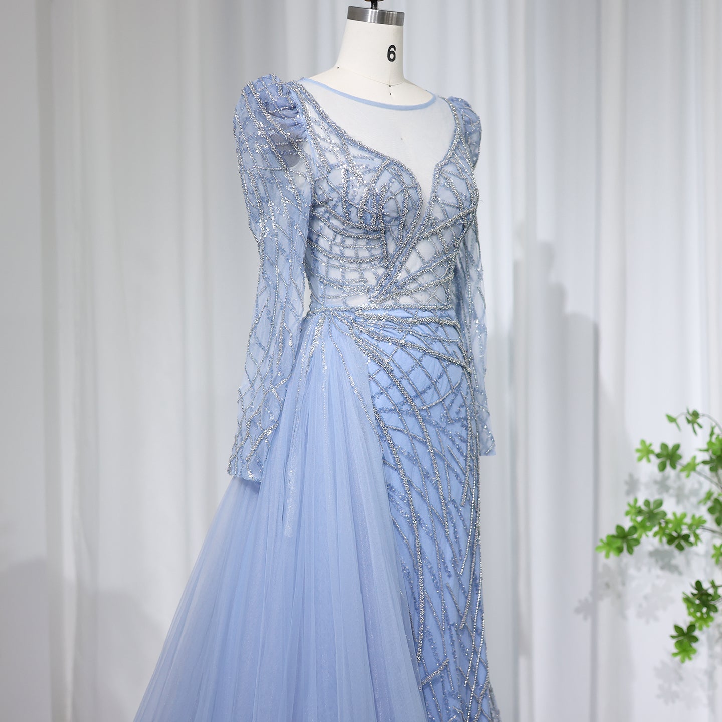 Luxury Gold Mermaid Evening Dresses with Overskirt SS048