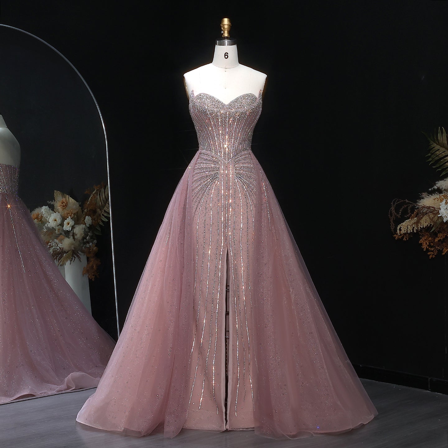 Sparkle Strapless Champagne Evening Dress with Overskirt SS360  Pink / US 18