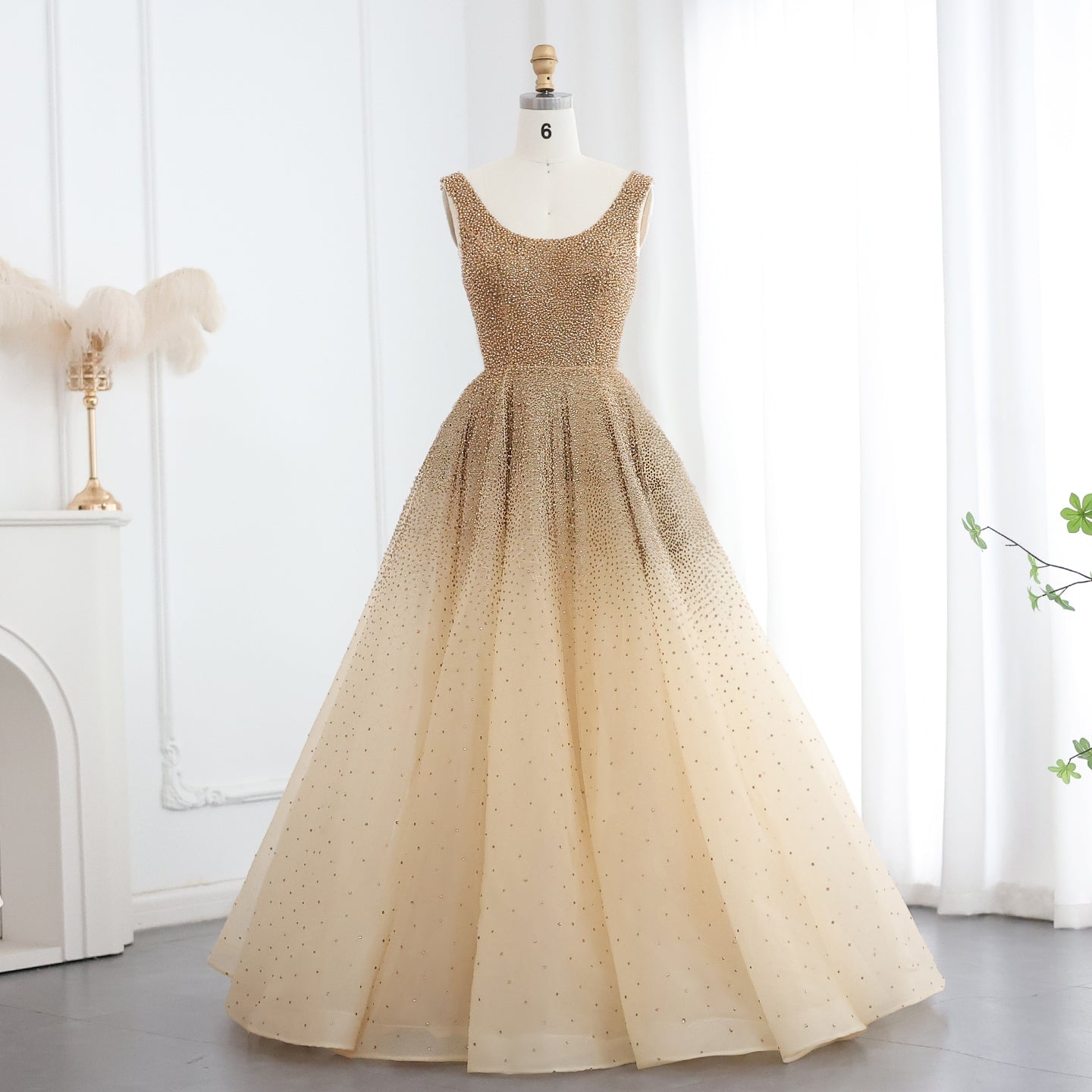 Sparkly Crystal Burgundy Ball Gown Evening Dress SS208  Gold / US 16