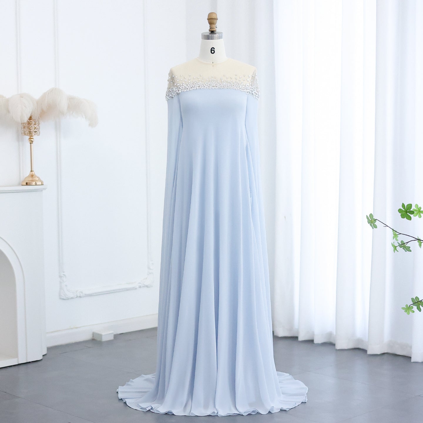 Elegant Crystal Baby Blue Evening Dress SS308  Baby Blue / US 18