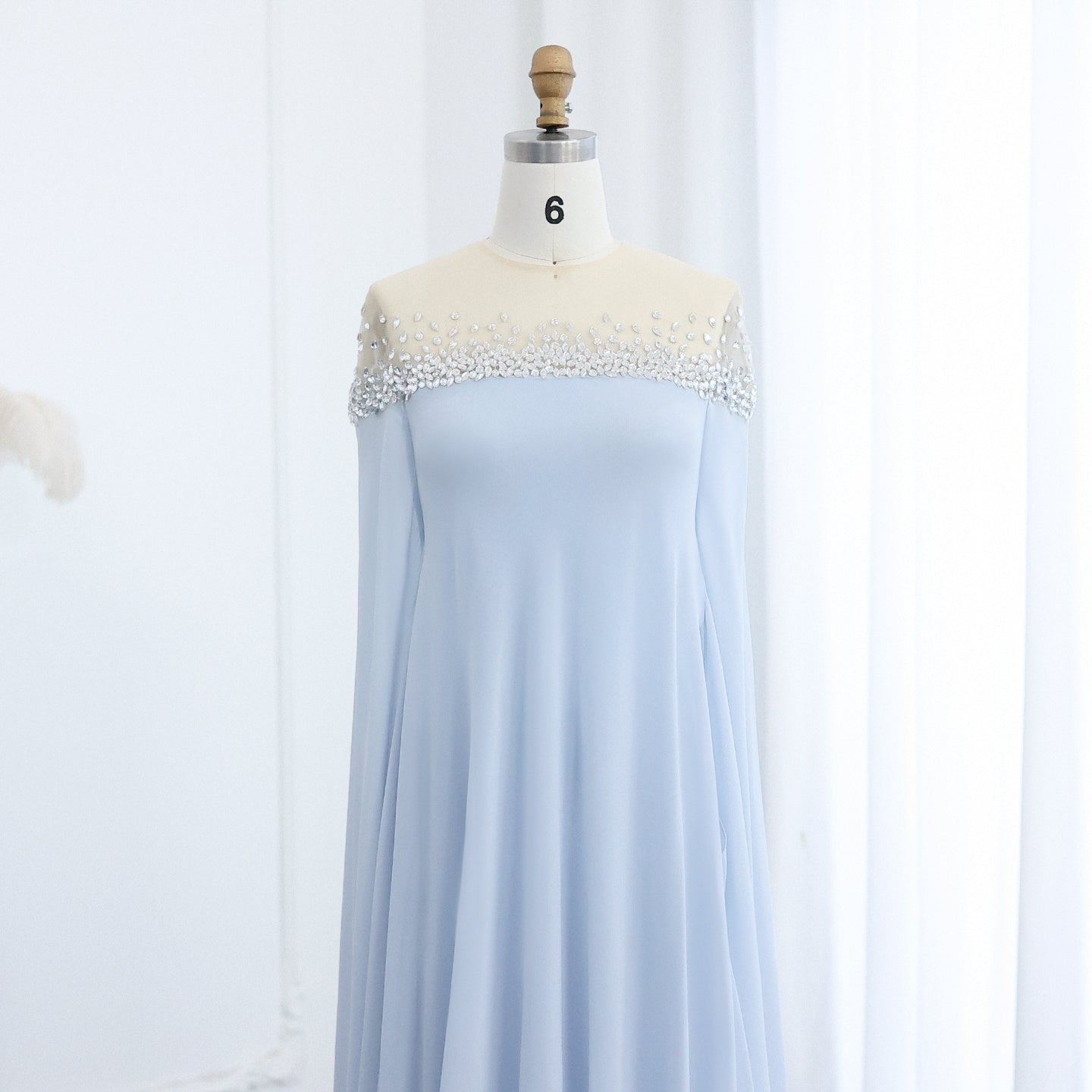 Elegant Crystal Baby Blue Evening Dress SS308