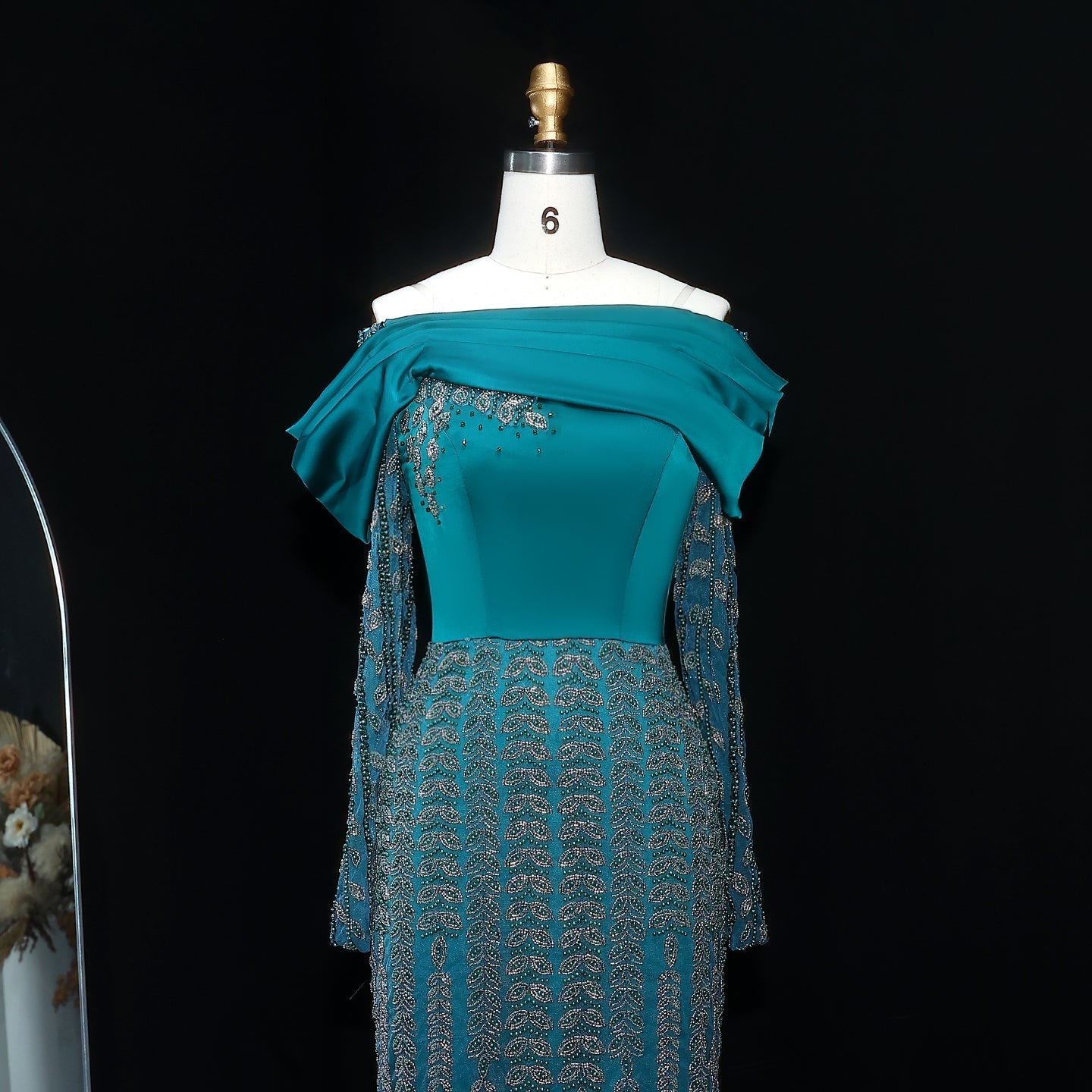 Elegant Off Shoulder Long Sleeves Evening Dress SS695