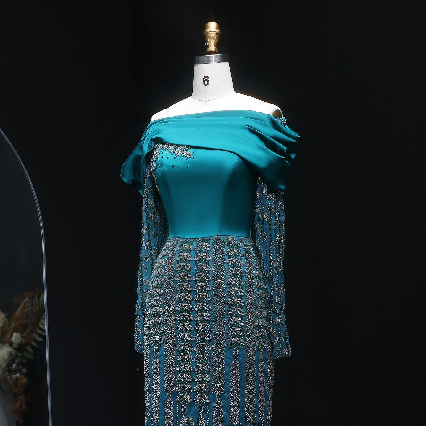 Elegant Off Shoulder Long Sleeves Evening Dress SS695