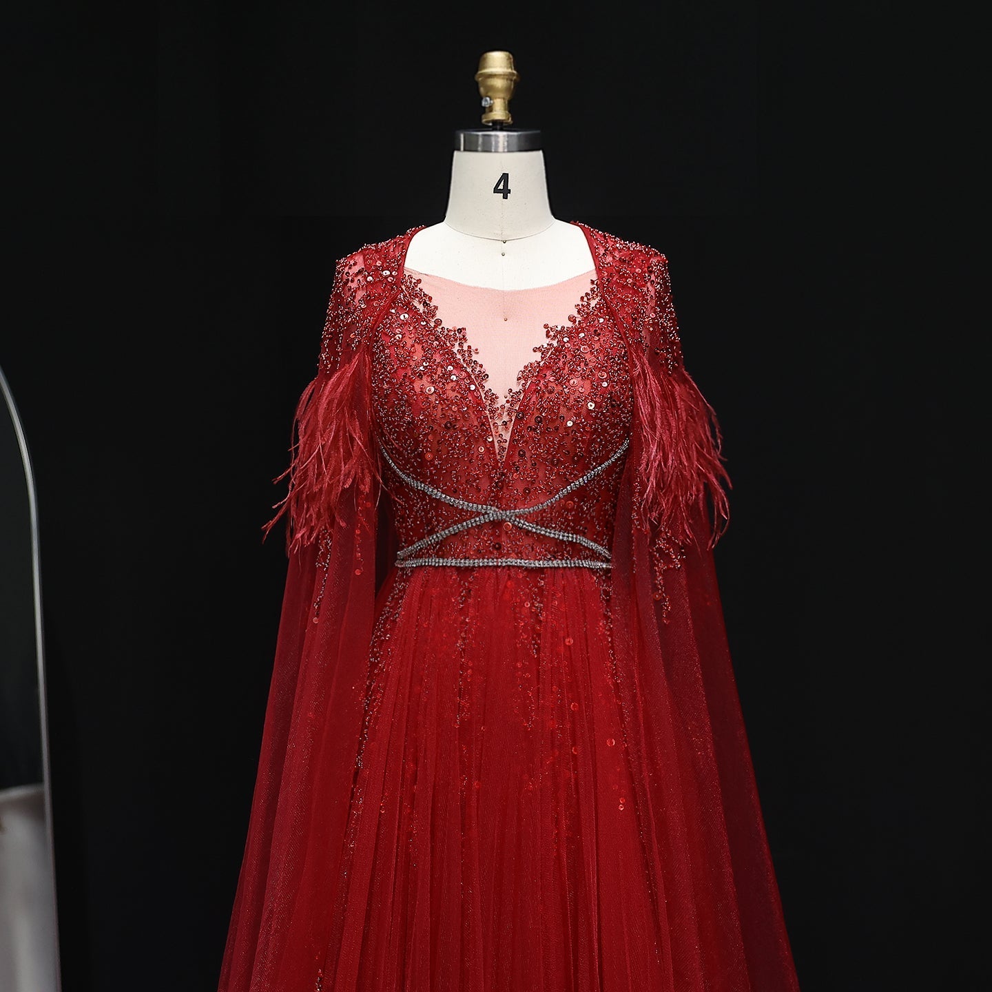 For Sale Silver Evening Dresses with Feather Cape Shawl SS147