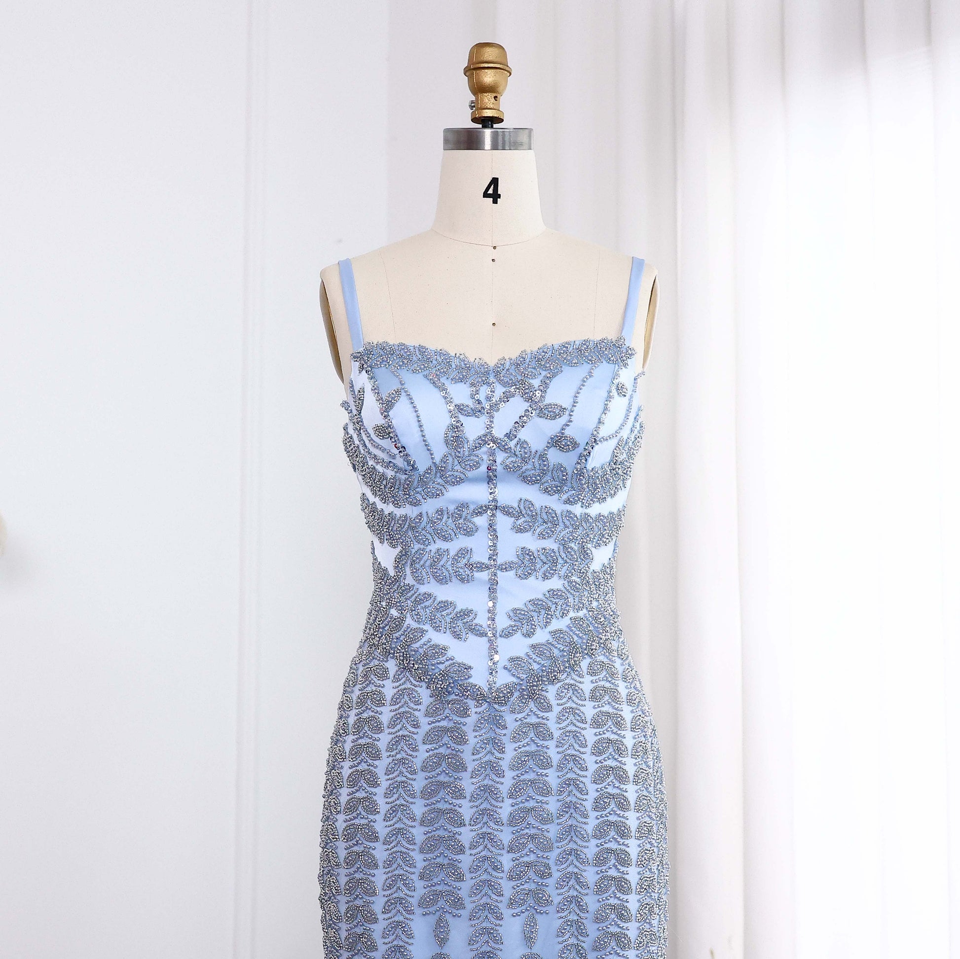 Luxury Beaded Blue Mermaid Evening Dress SS694