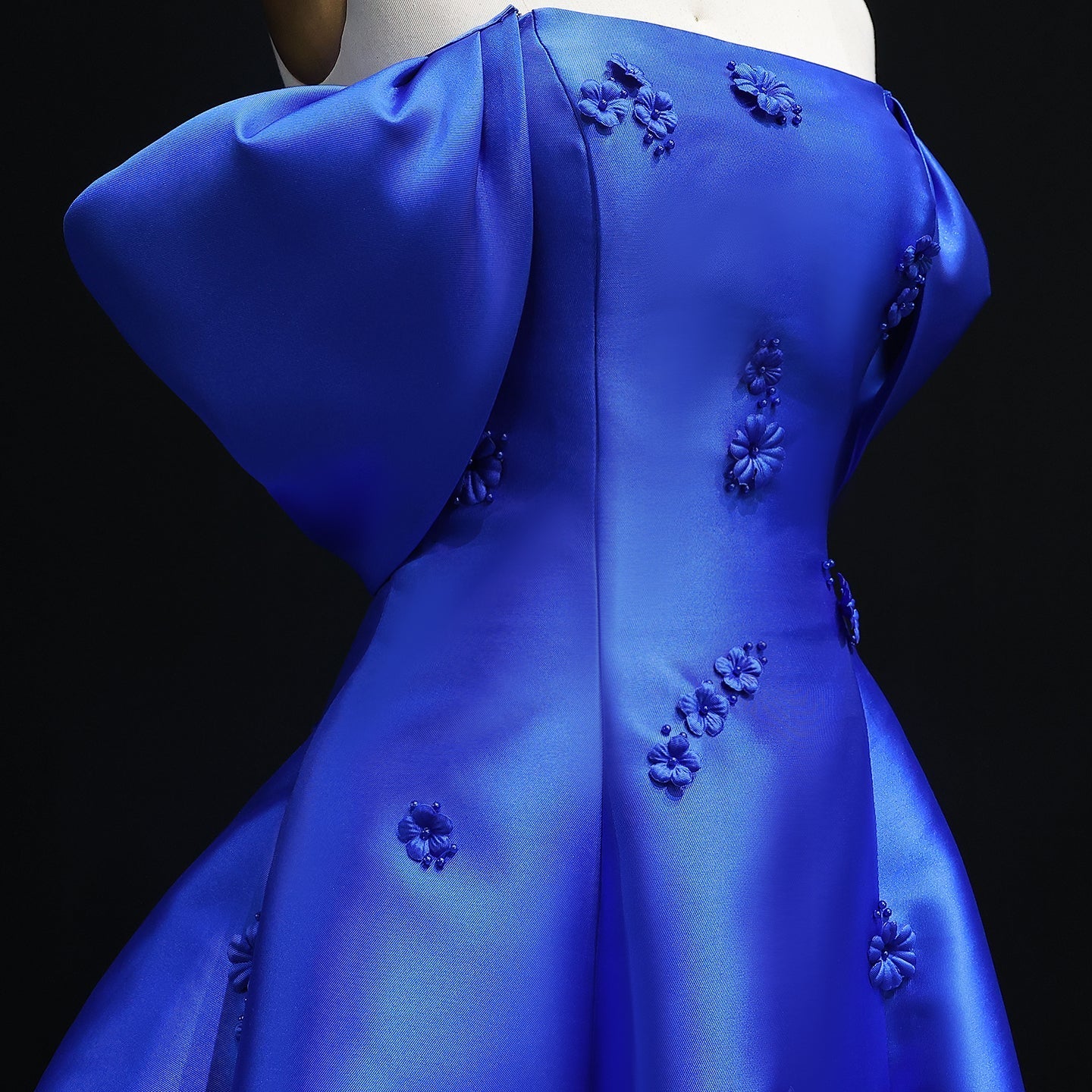 Elegant 3D Flowers Off Shoulder Red Evening Dress SF273