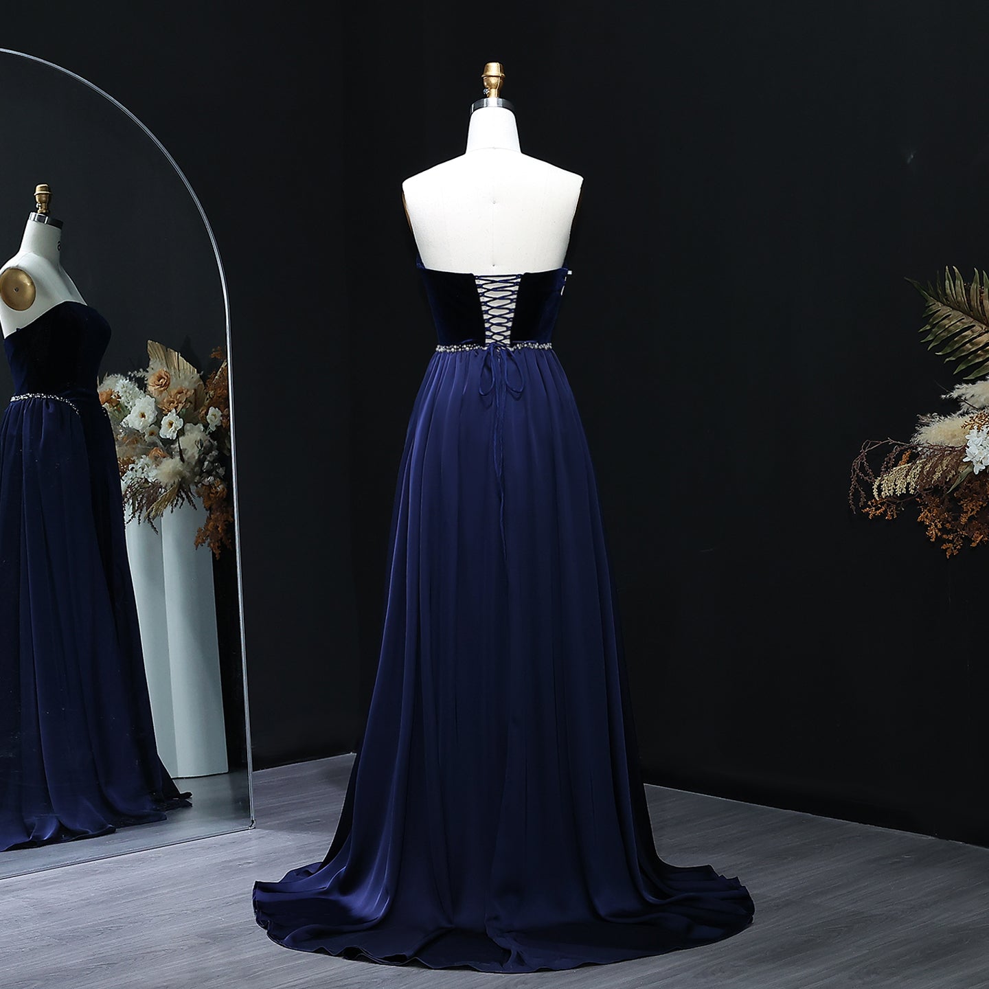 Elegant Black Strapless Evening Dress SF534