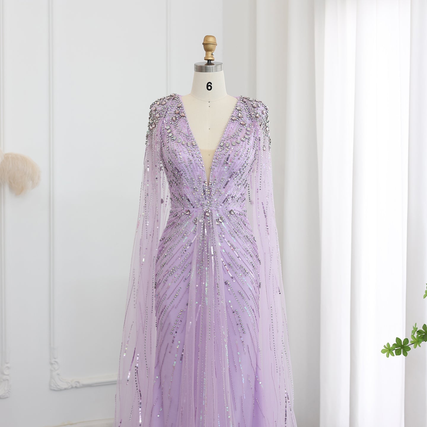 Luxury Dubai Green Evening Dresses with Cape Fuchsia Crystal Gold SS399