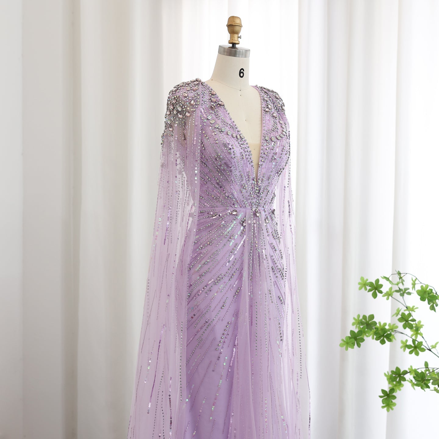 Luxury Dubai Green Evening Dresses with Cape Fuchsia Crystal Gold SS399