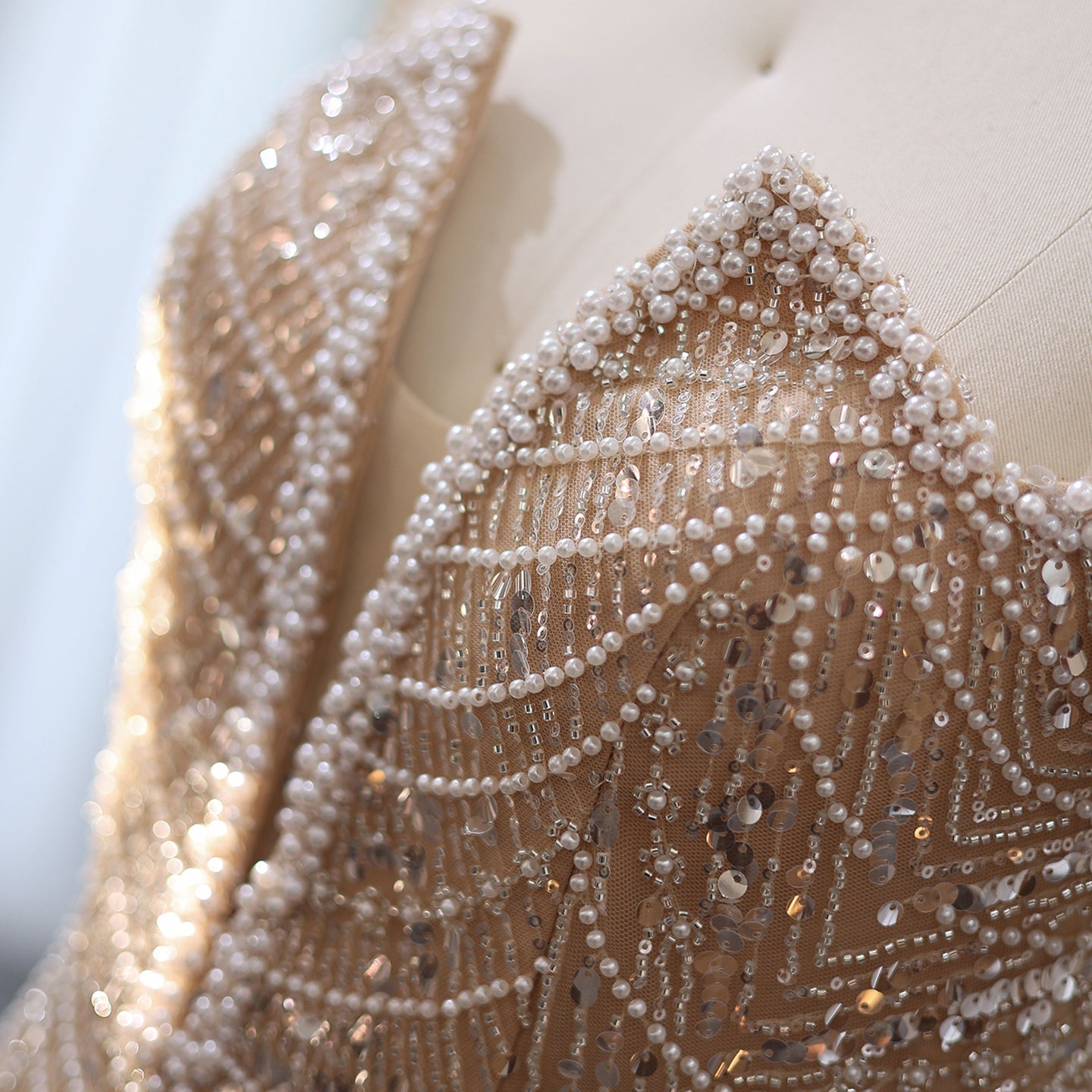 Luxury Nude Spaghetti Evening Dress with Overskirt SS611