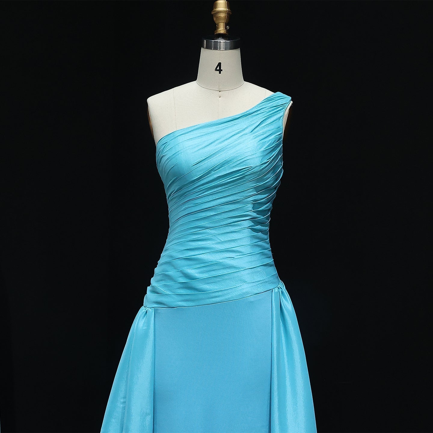 Blue One Shoulder Crystal Evening Dress with Overskirt SS231