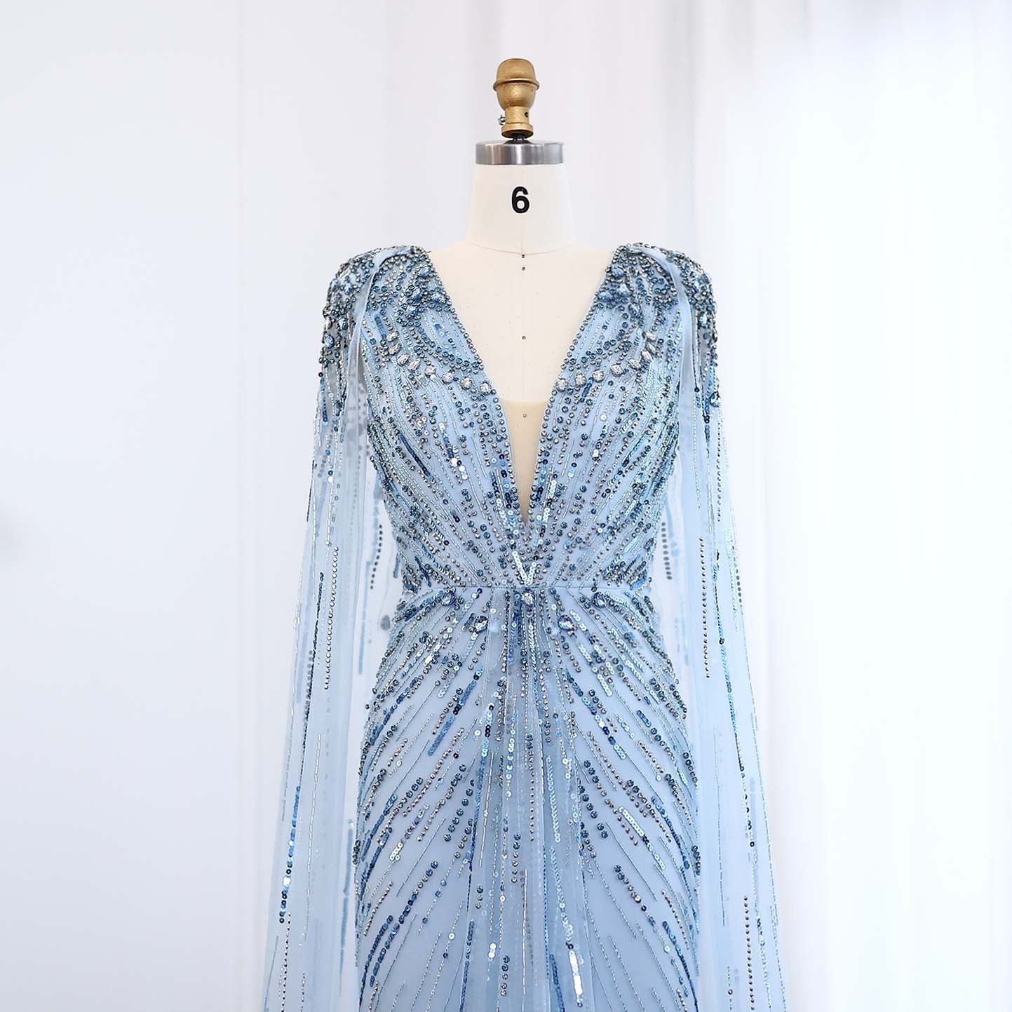 Luxury Dubai Green Evening Dresses with Cape Fuchsia Crystal Gold SS399