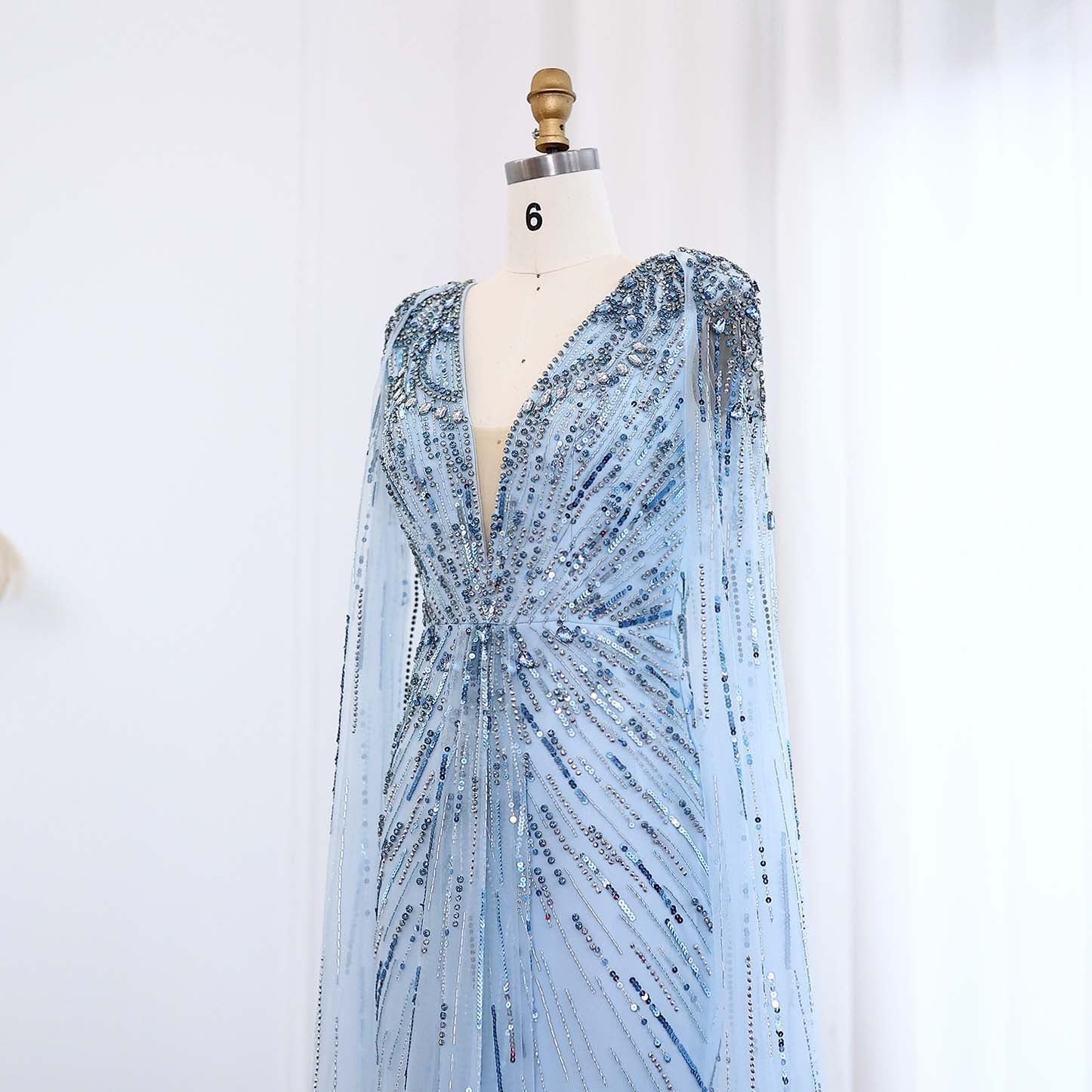 Luxury Dubai Green Evening Dresses with Cape Fuchsia Crystal Gold SS399