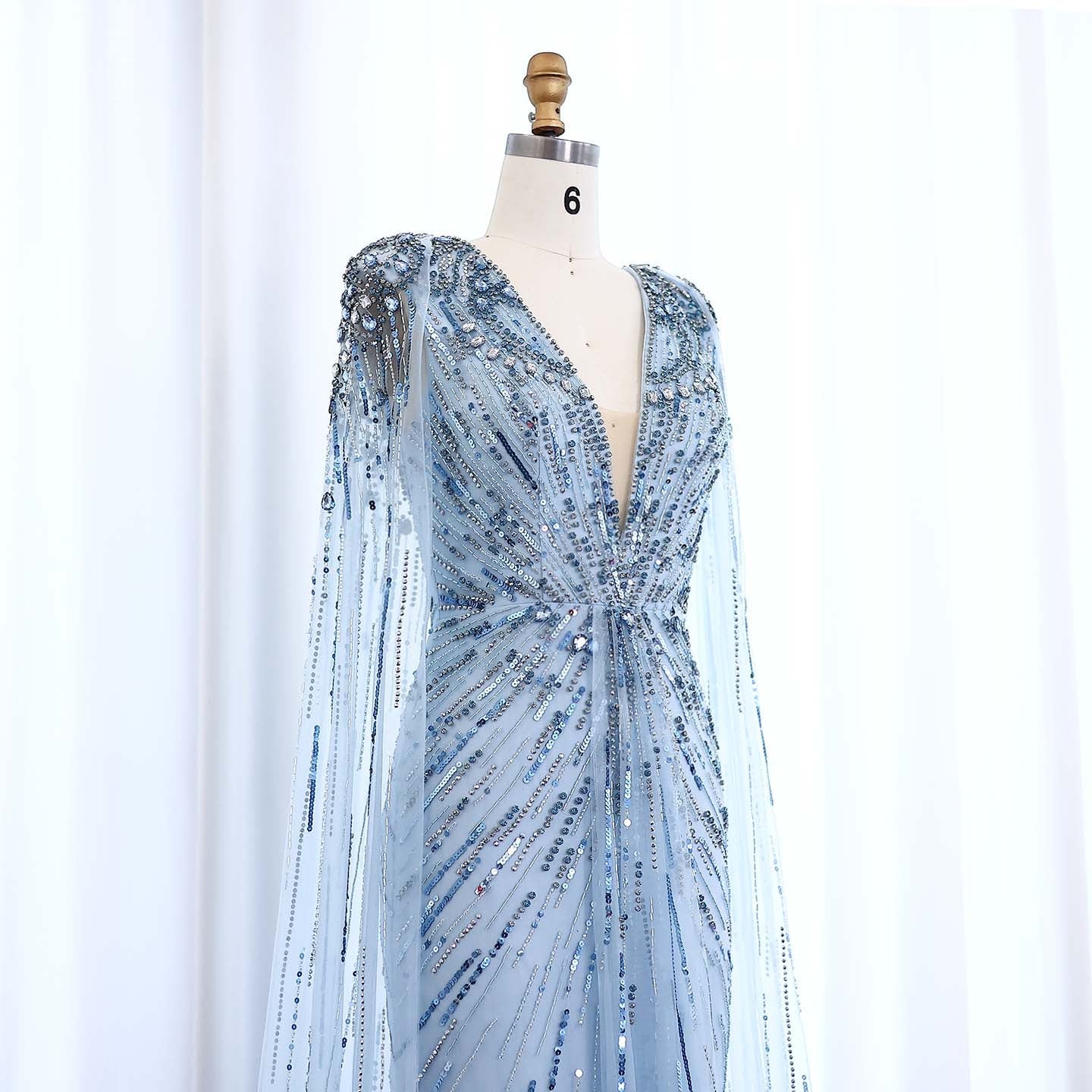 Luxury Dubai Green Evening Dresses with Cape Fuchsia Crystal Gold SS399