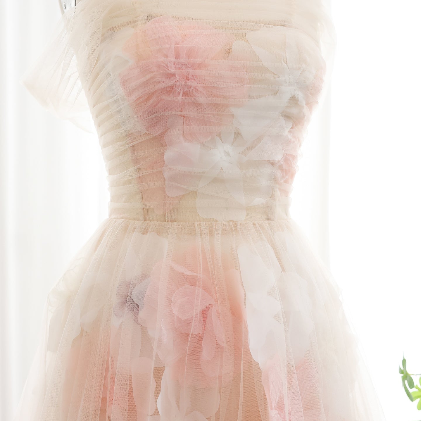 Elegant Off Shoulder Pink 3D Flowers Evening Dress SS321