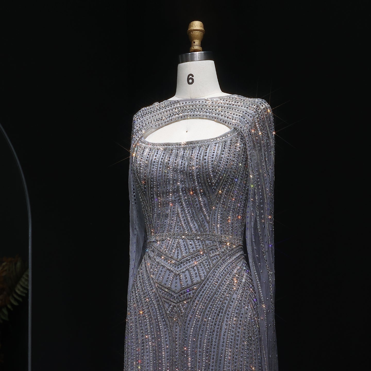 Sparkly Crystal Blue Evening Dress with Cape SS657