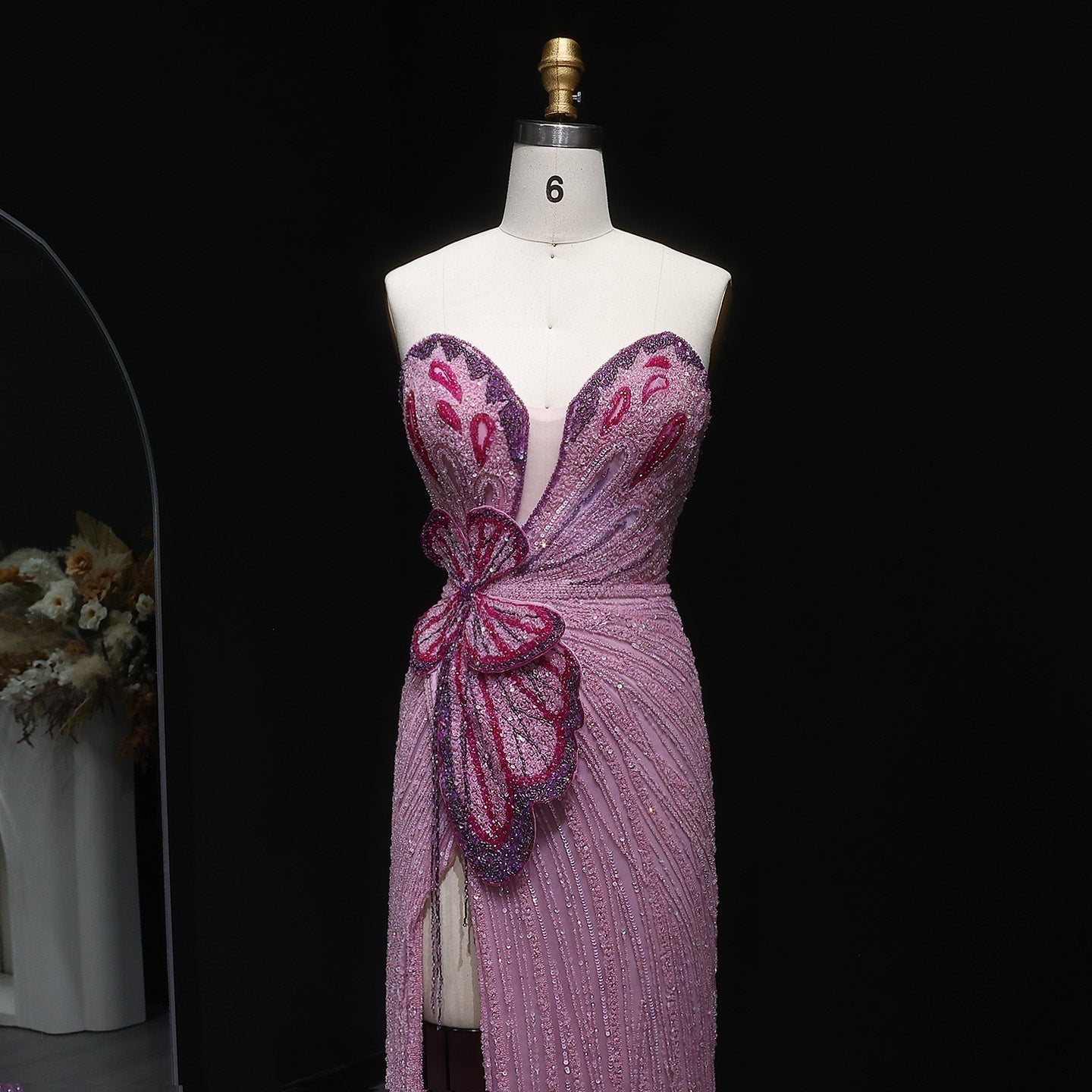 Luxury Beaded Sweetheart Pink Evening Dress SS267