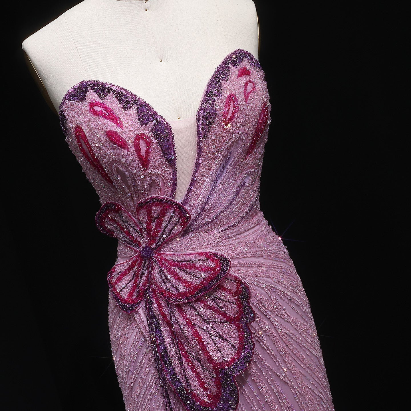 Luxury Beaded Sweetheart Pink Evening Dress SS267