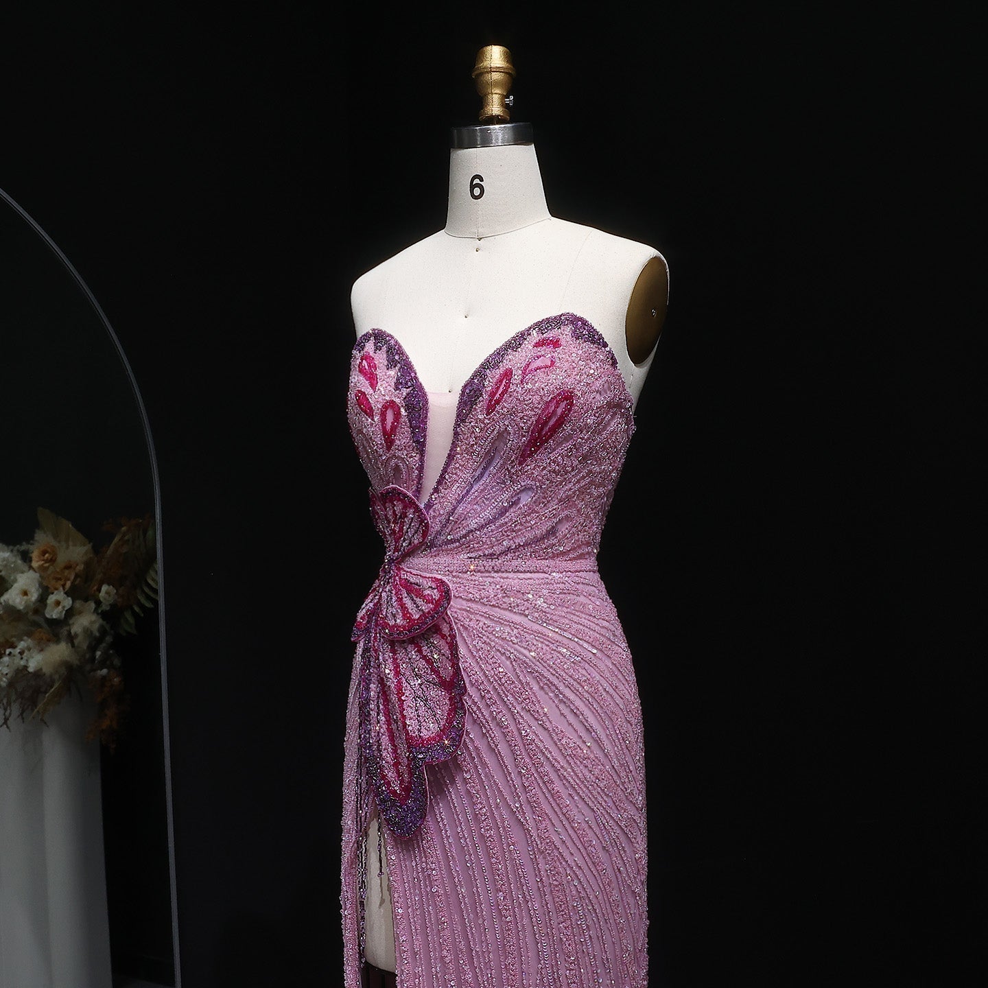 Luxury Beaded Sweetheart Pink Evening Dress SS267