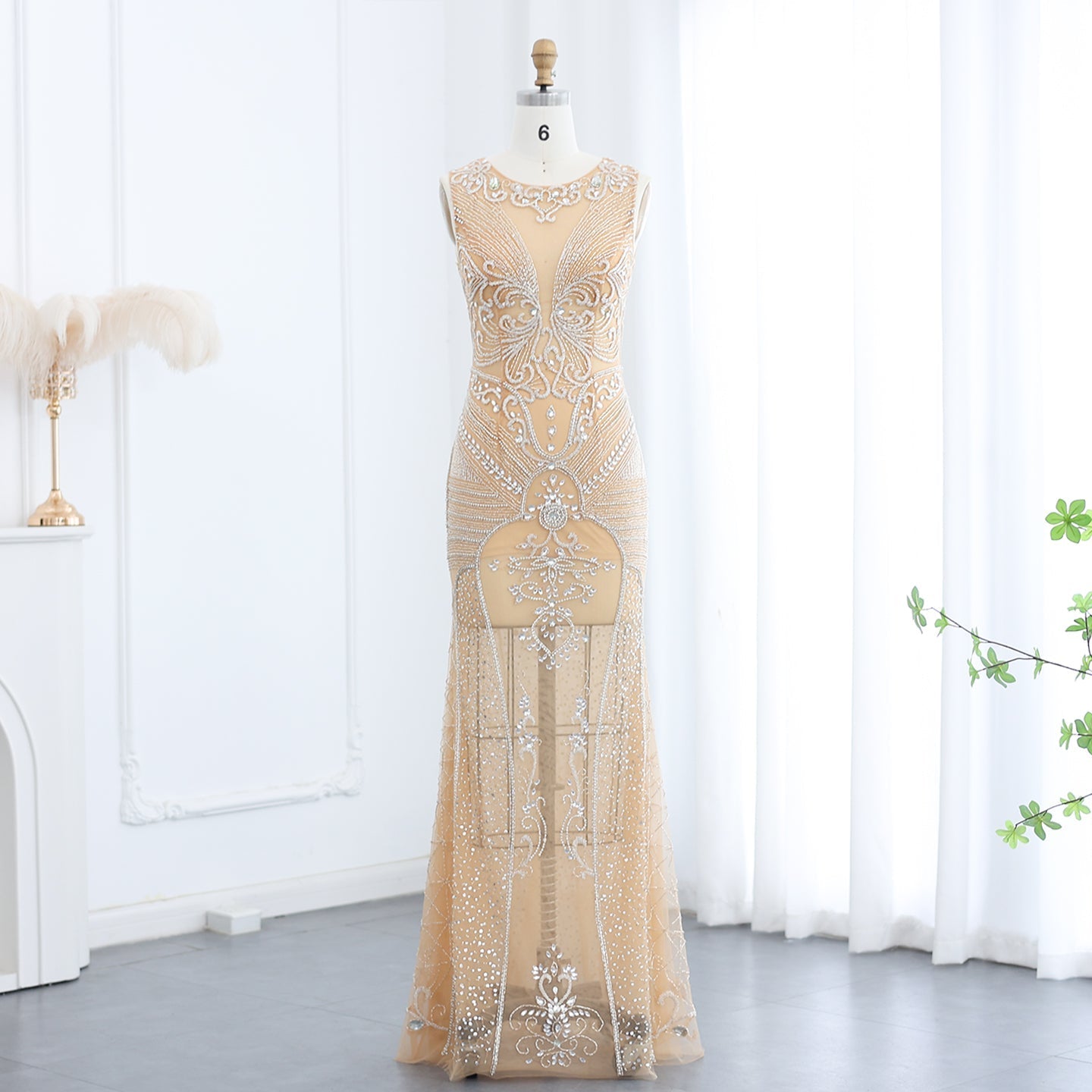 For Sale Champagne Mermaid Prom Dresses SS255L  champagne / US 18