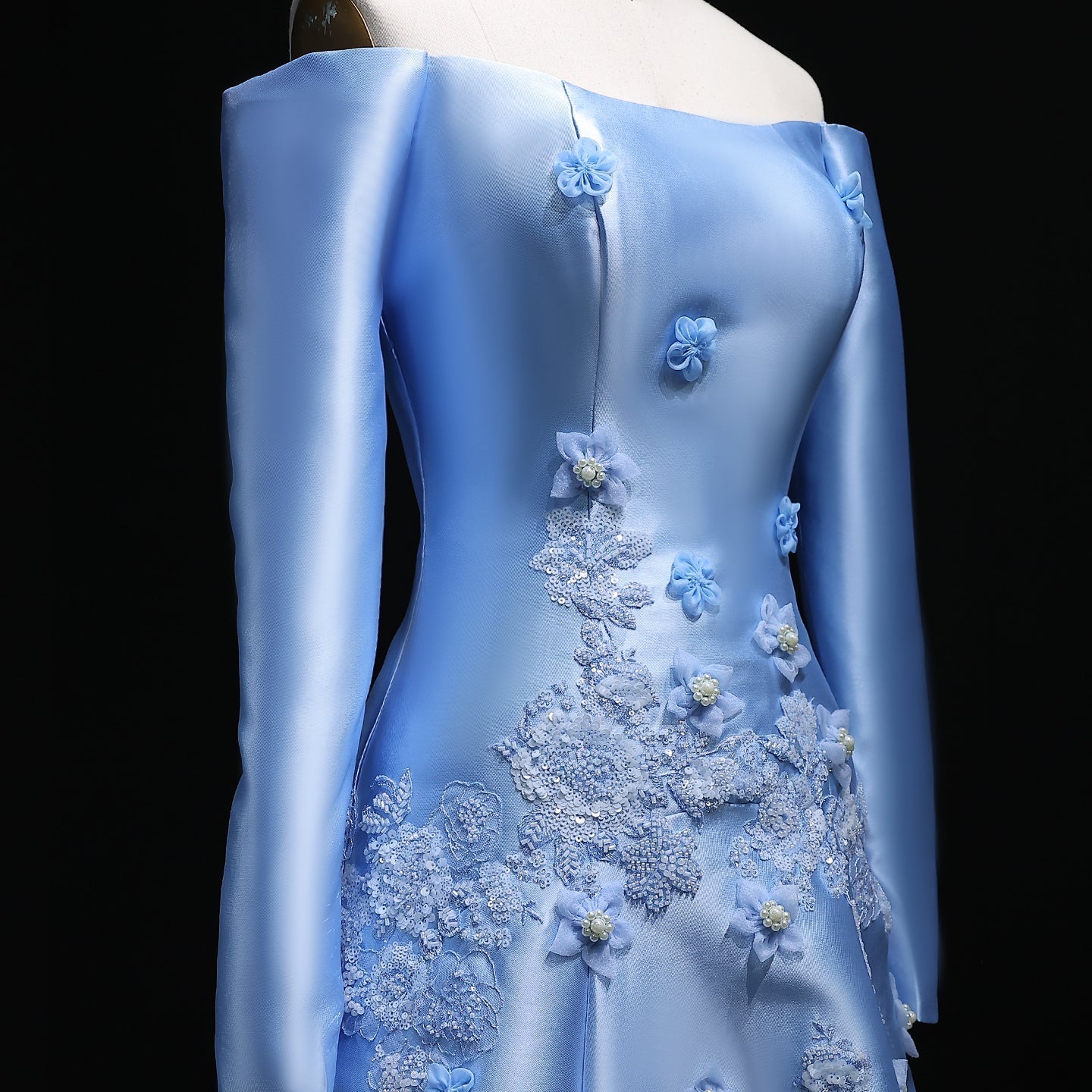 Elegant Off Shoulder Yellow 3D Flowers Evening Dress SS537