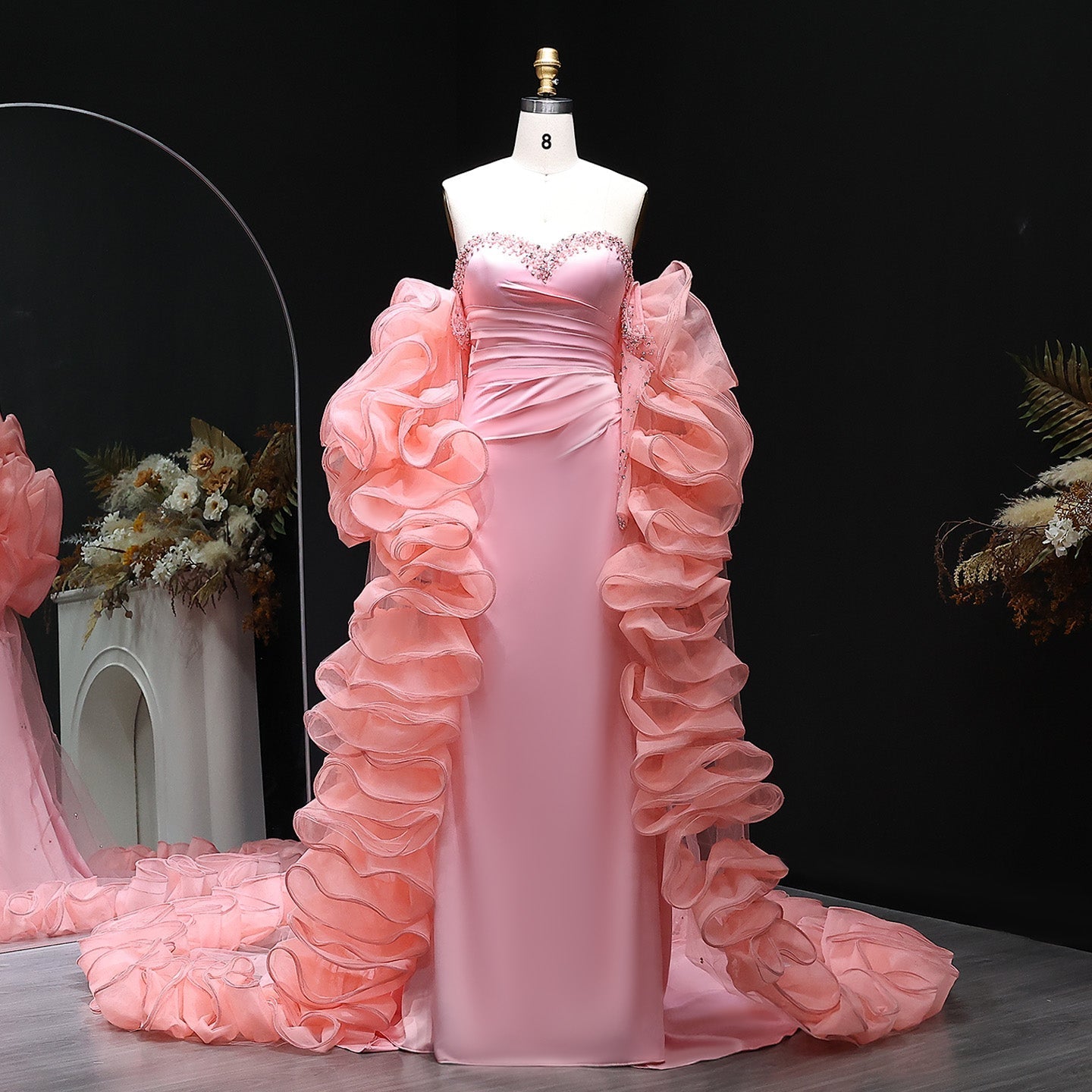 Elegant Sweetheart Yellow Evening Dress with Gloves SS586 