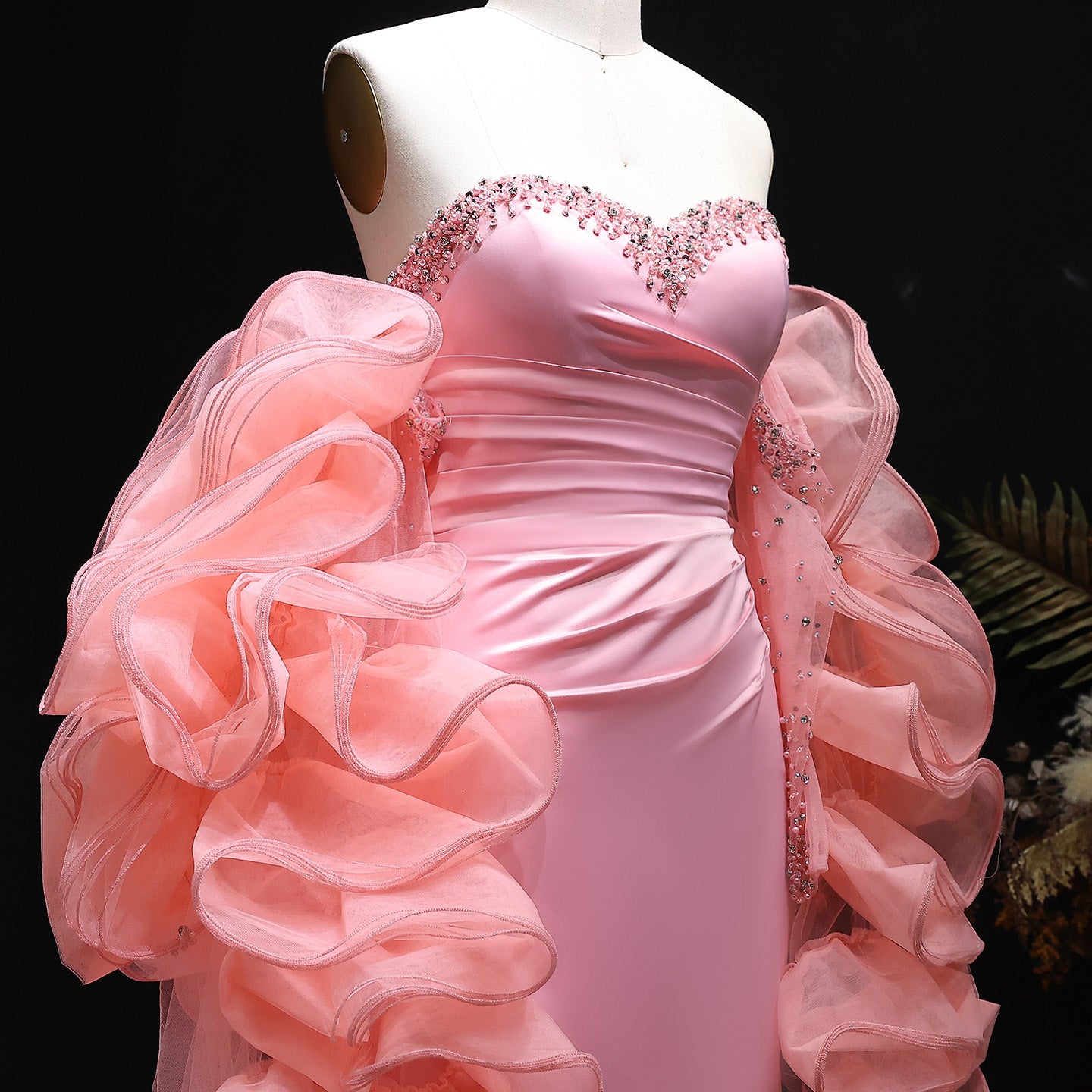 Elegant Sweetheart Yellow Evening Dress with Gloves SS586 