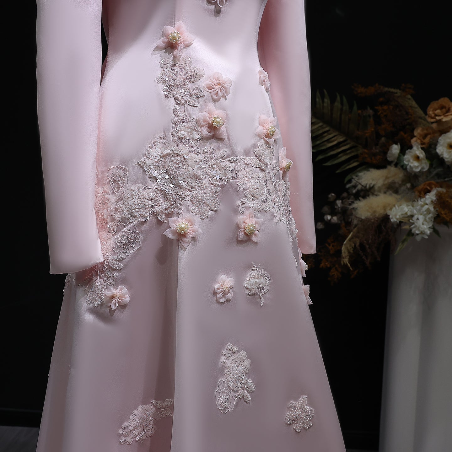 Elegant Off Shoulder Yellow 3D Flowers Evening Dress SS537