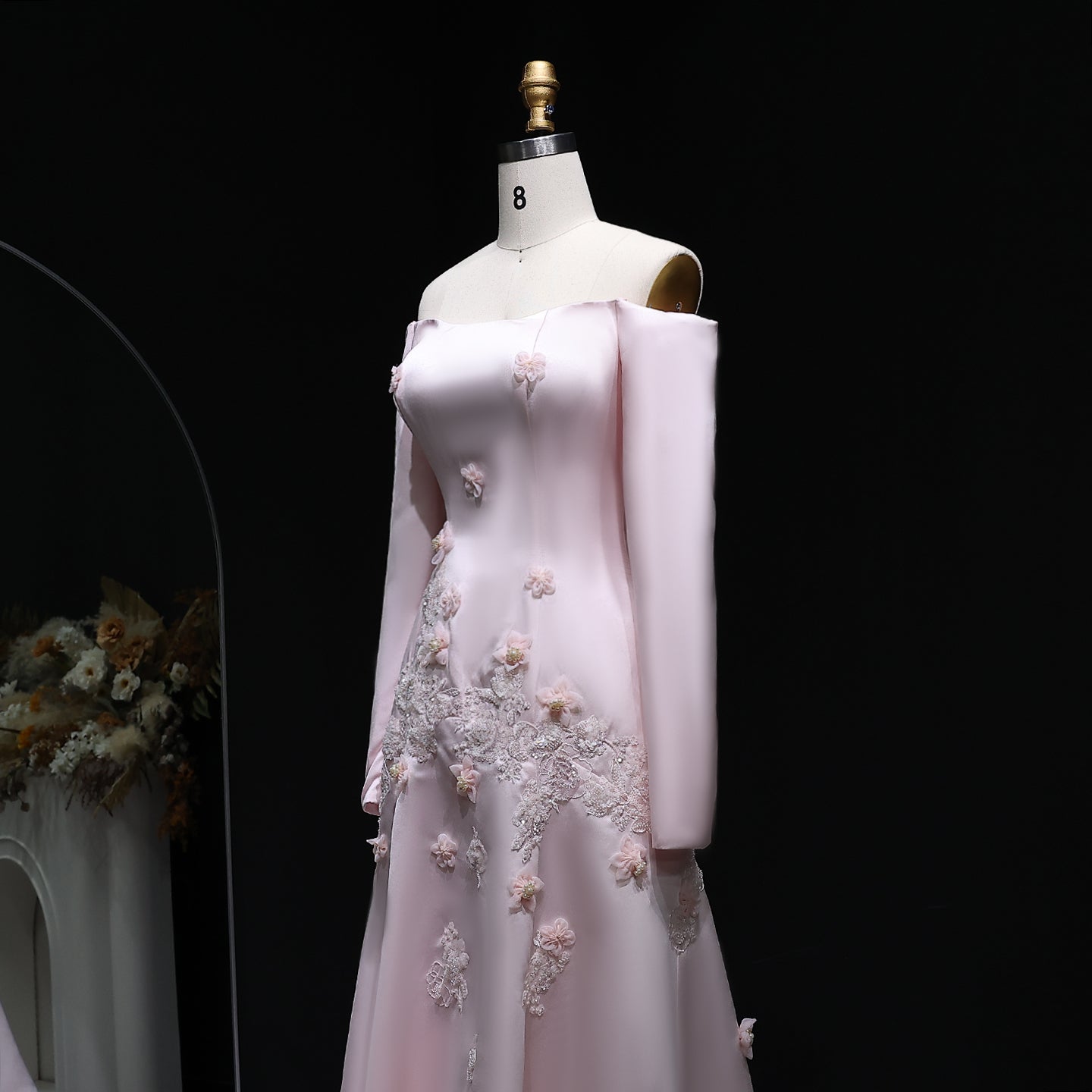 Elegant Off Shoulder Yellow 3D Flowers Evening Dress SS537