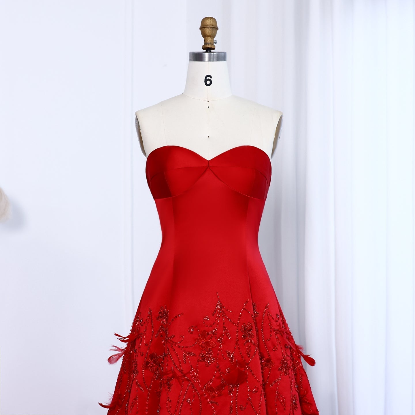 Luxury 3D Flowers Feathers Coral Pink Evening Dress SS470