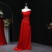 Elegant Crystal Red Mermaid Evening Dress with Overskirt SF514  Red / US 20