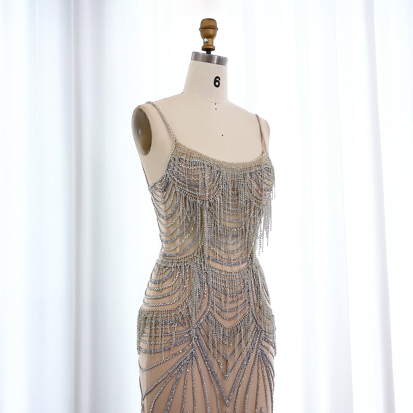 Luxury Tassel Spaghetti Mermaid Evening Dress SS029