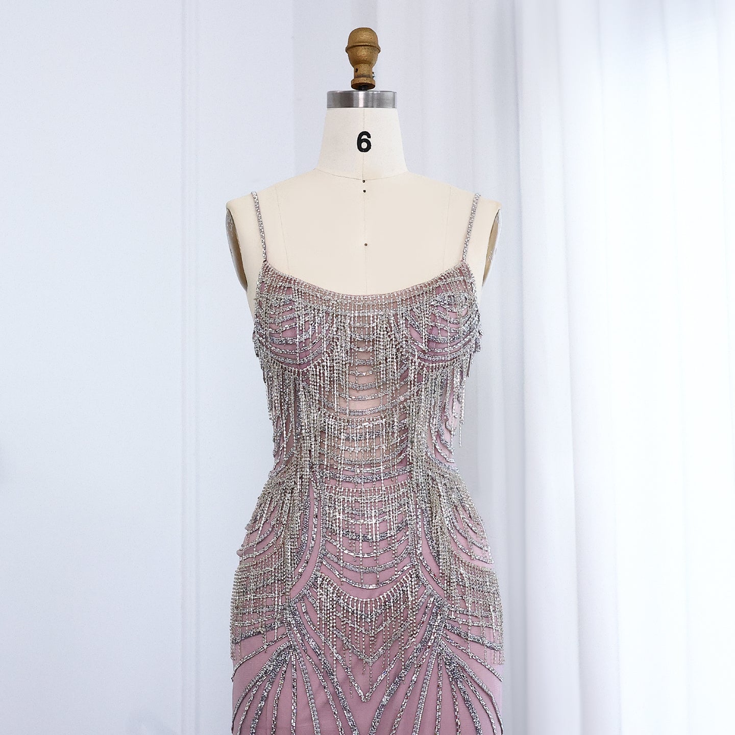 Luxury Tassel Spaghetti Mermaid Evening Dress SS029