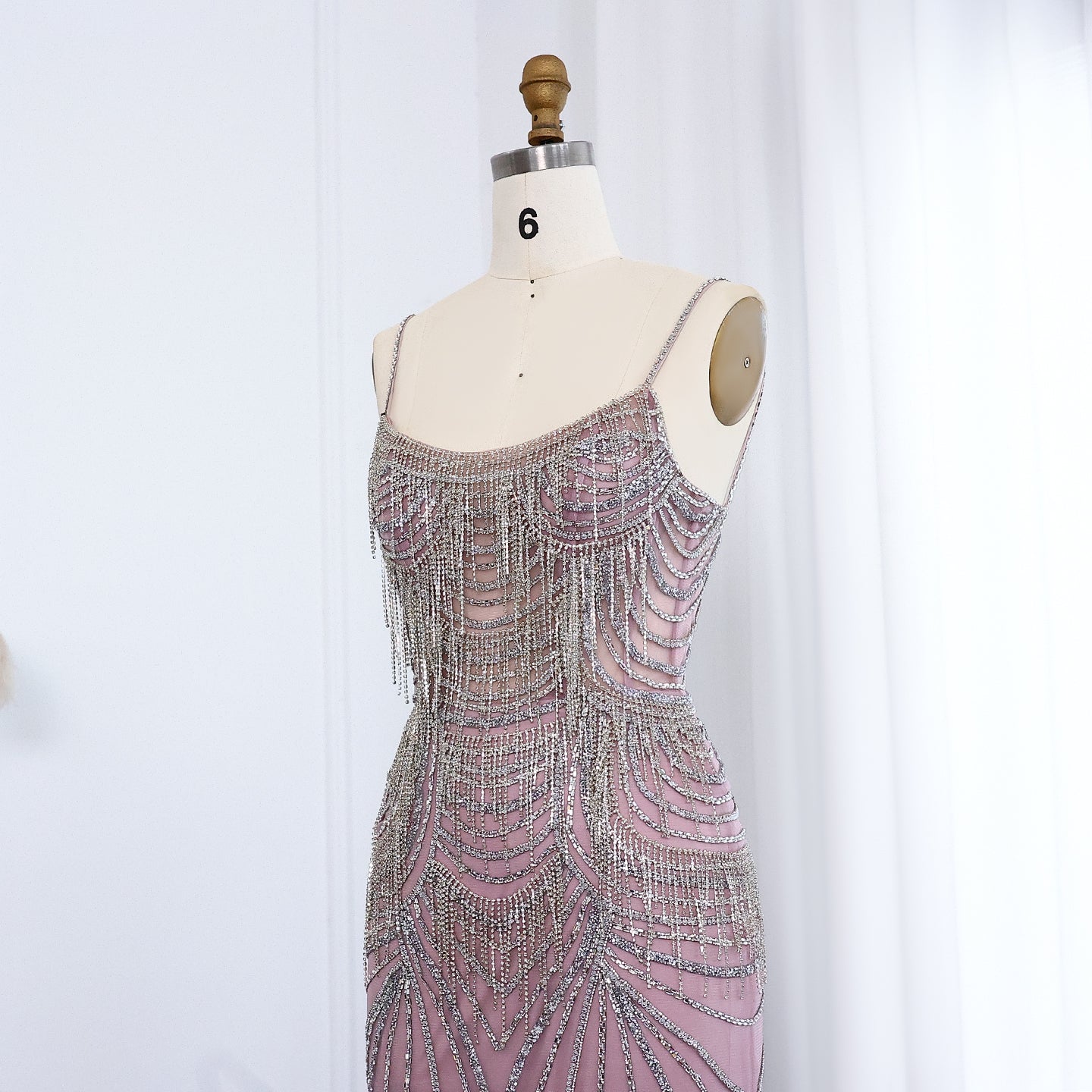 Luxury Tassel Spaghetti Mermaid Evening Dress SS029