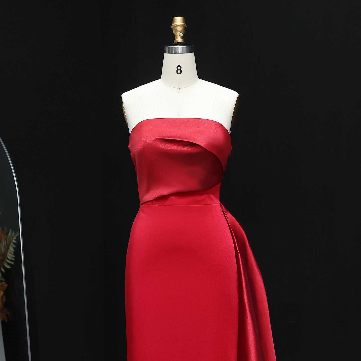 Elegant Pink Strapless Evening Dress with Gloves SF123