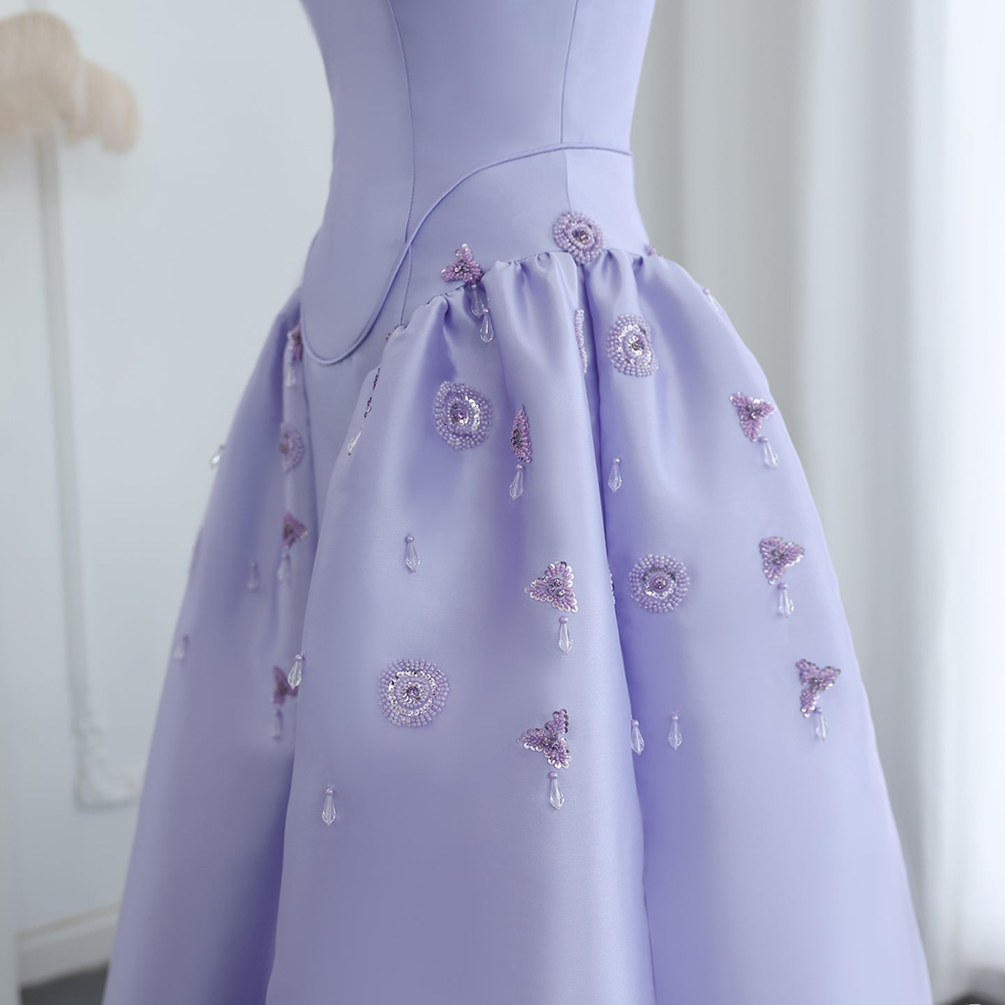 Luxury Rhinestone Lilac Strapless Evening Dress SS321A